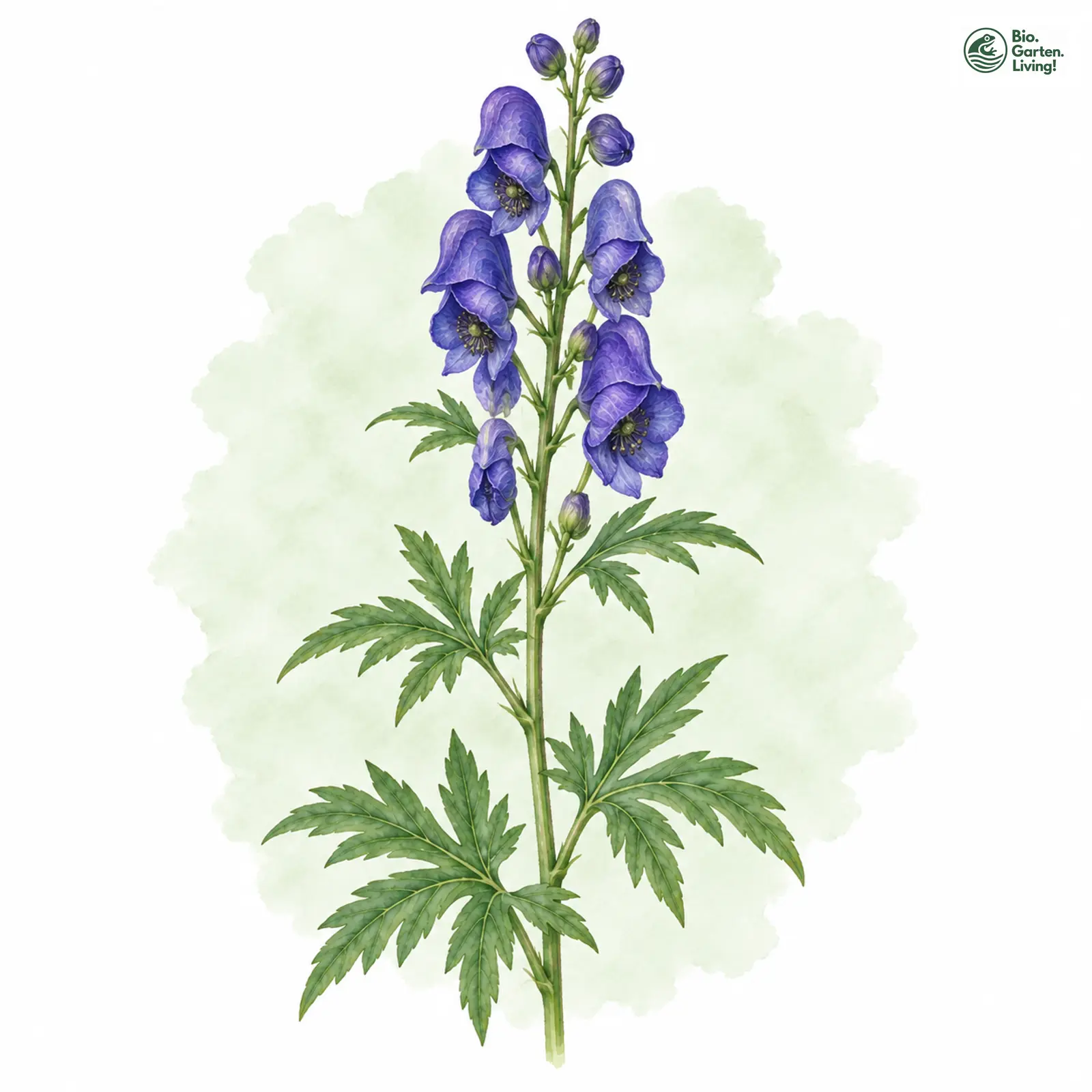 Aquarellzeichnung: Blauer Eisenhut (Aconitum napellus (im engeren Sinne))