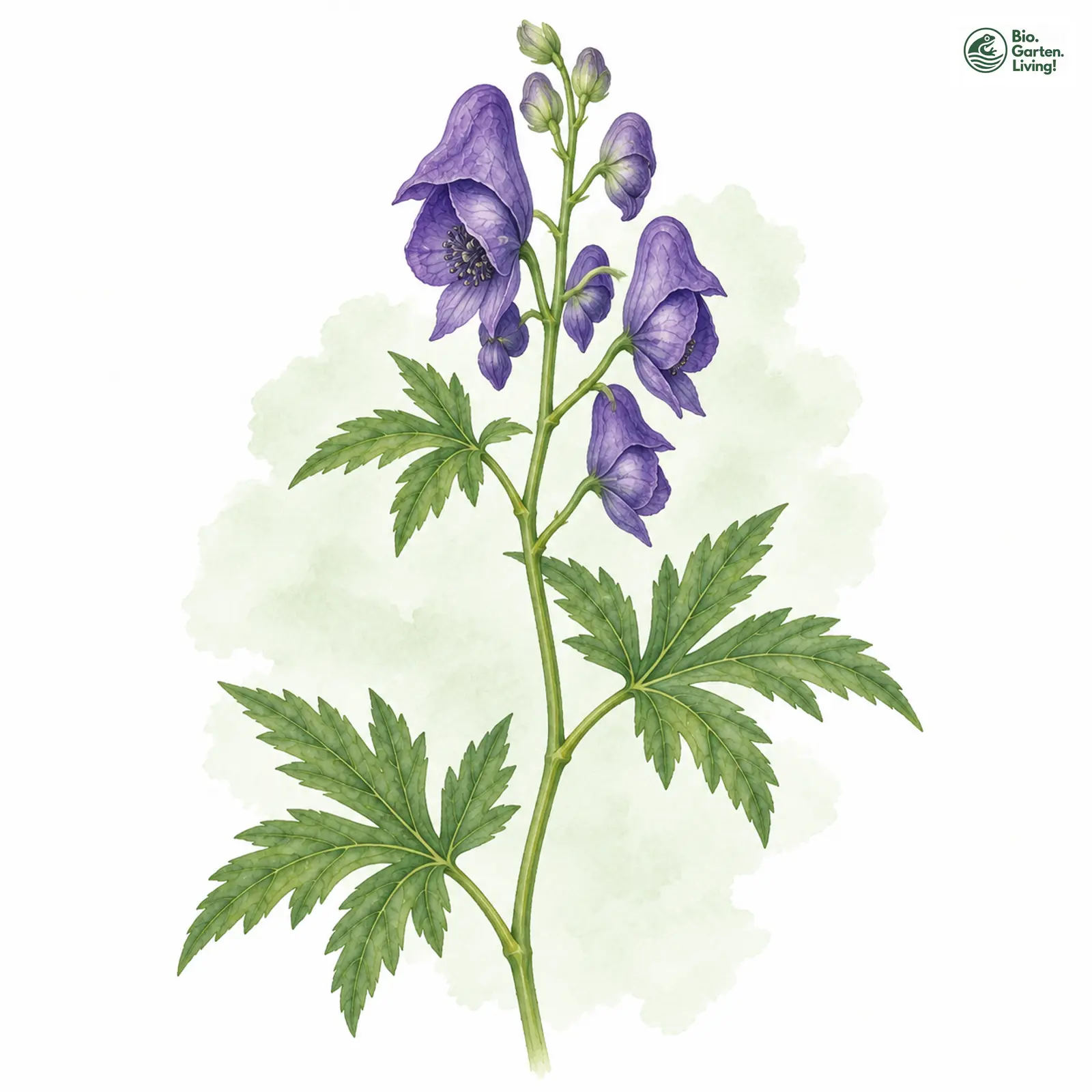Aquarellzeichnung: Bunter Eisenhut (Aconitum variegatum)