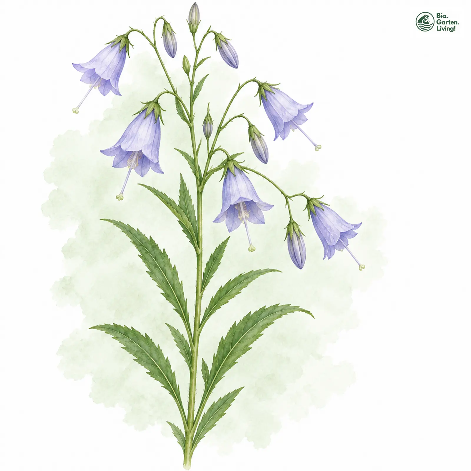 Aquarellzeichnung: Wohlriechende Schellenblume (Adenophora liliifolia)