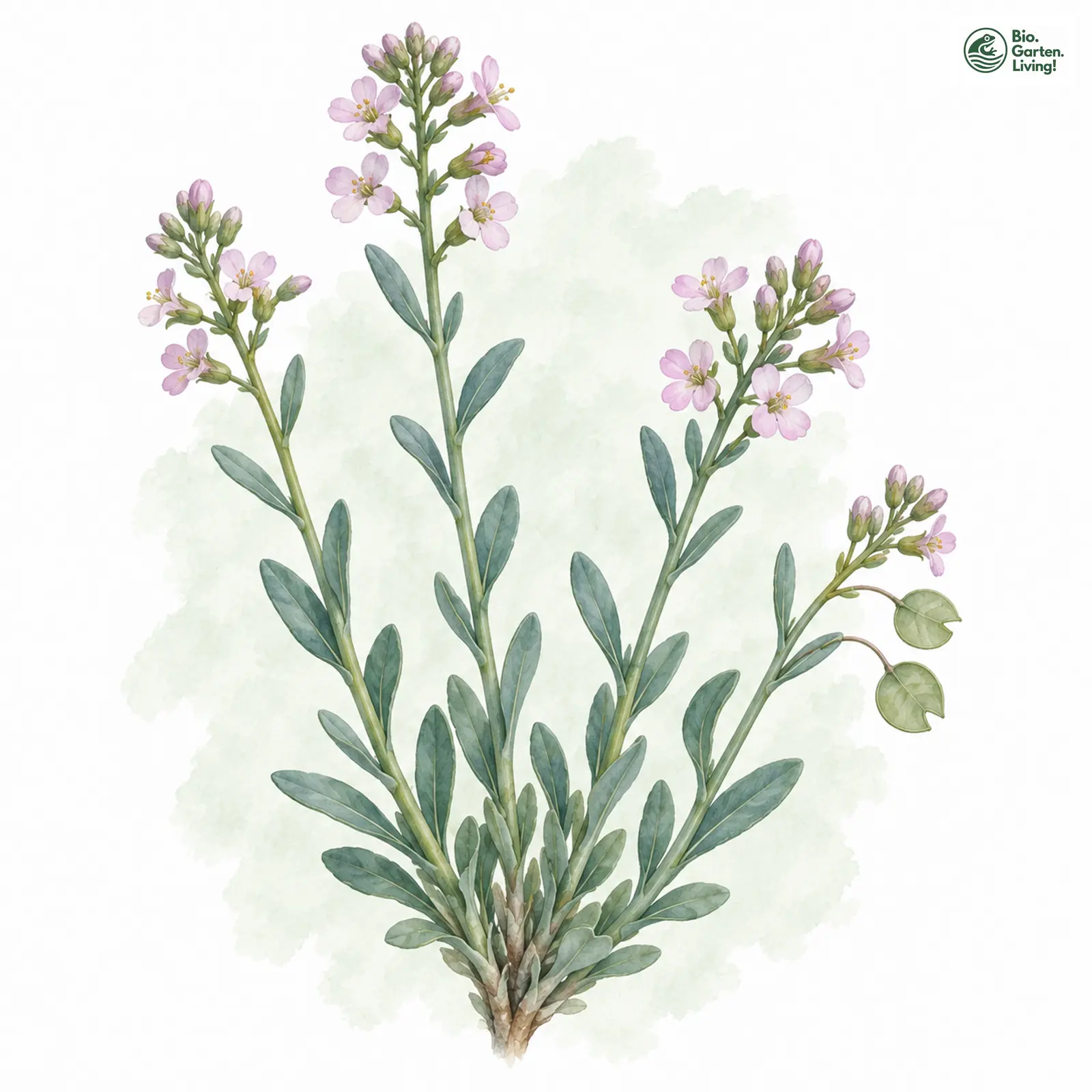 Aquarellzeichnung: Steintäschel (Aethionema saxatile)