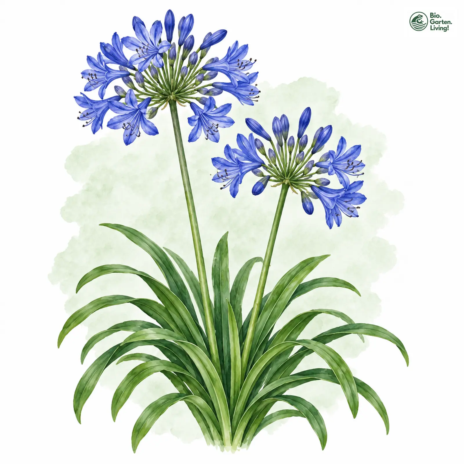 Aquarellzeichnung: Afrikanische Schmucklilie (Agapanthus africanus)