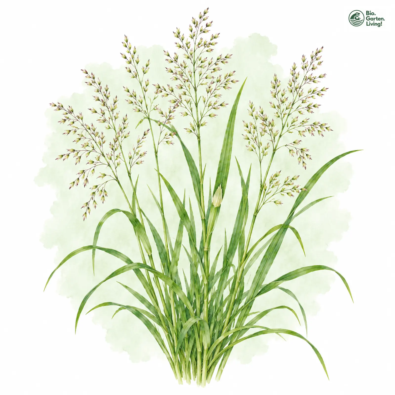 Aquarellzeichnung: Weißes Straußgras (Agrostis stolonifera)