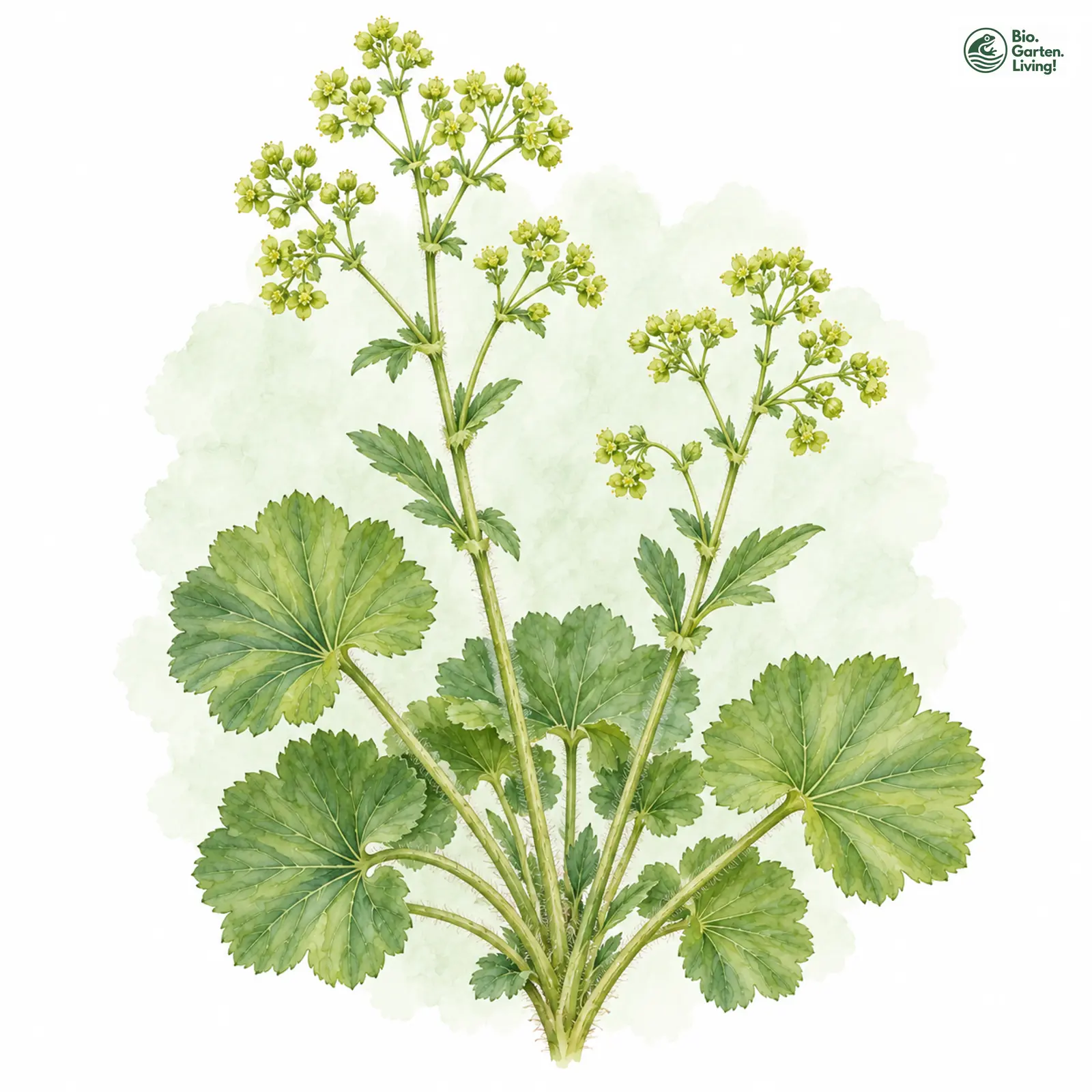 Aquarellzeichnung: Schmalzahn-Frauenmantel (Alchemilla connivens)