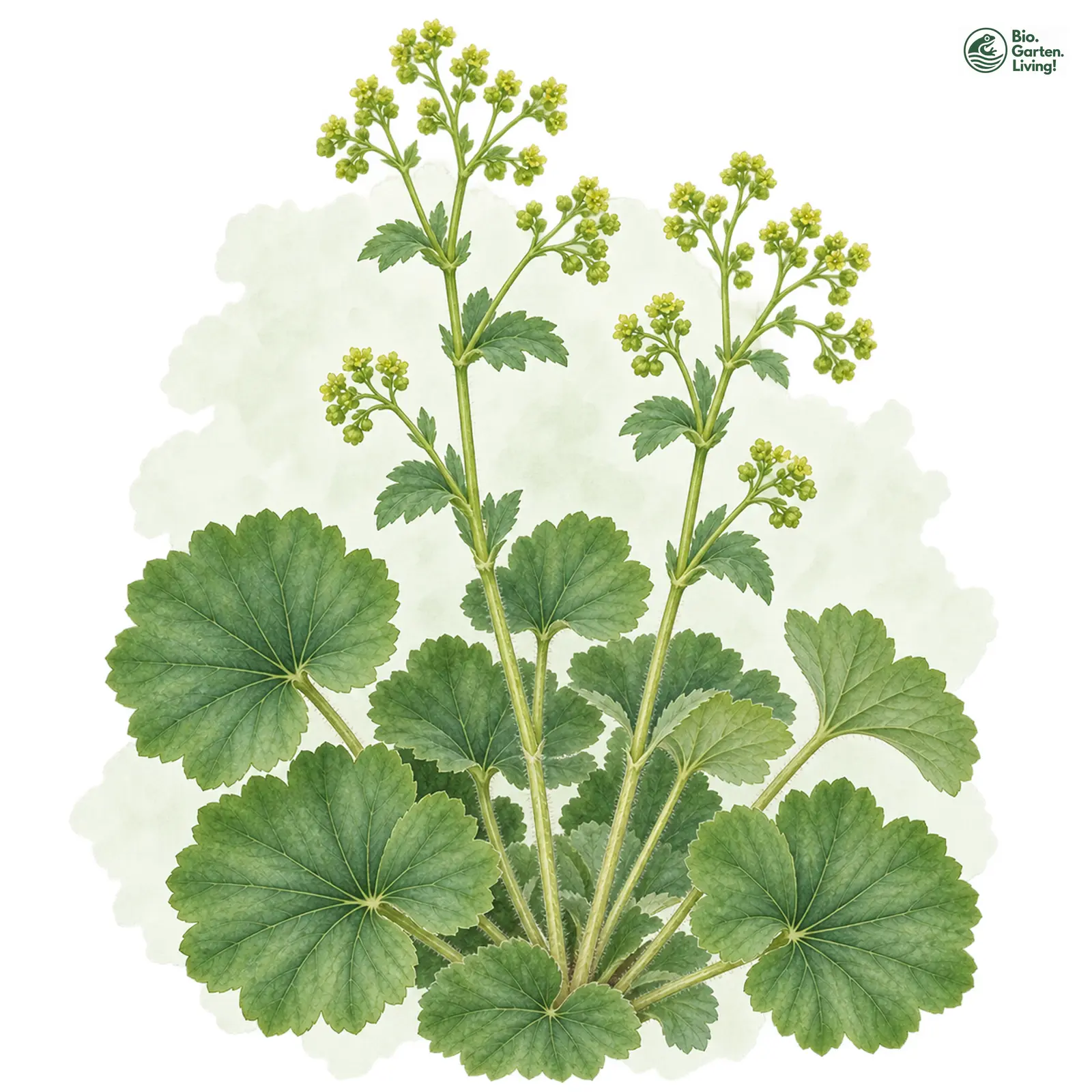 Aquarellzeichnung: Flachblatt-Frauenmantel (Alchemilla effusa)