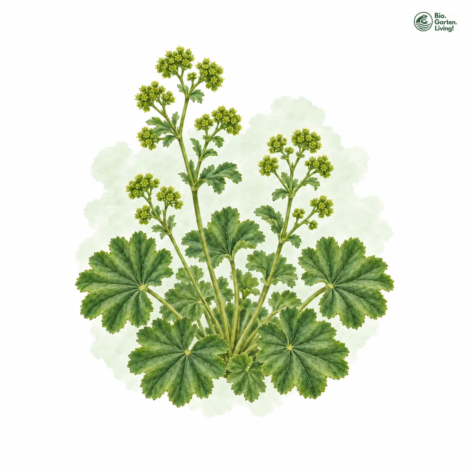 Aquarellzeichnung: Knäuel-Frauenmantel (Alchemilla glomerulans)