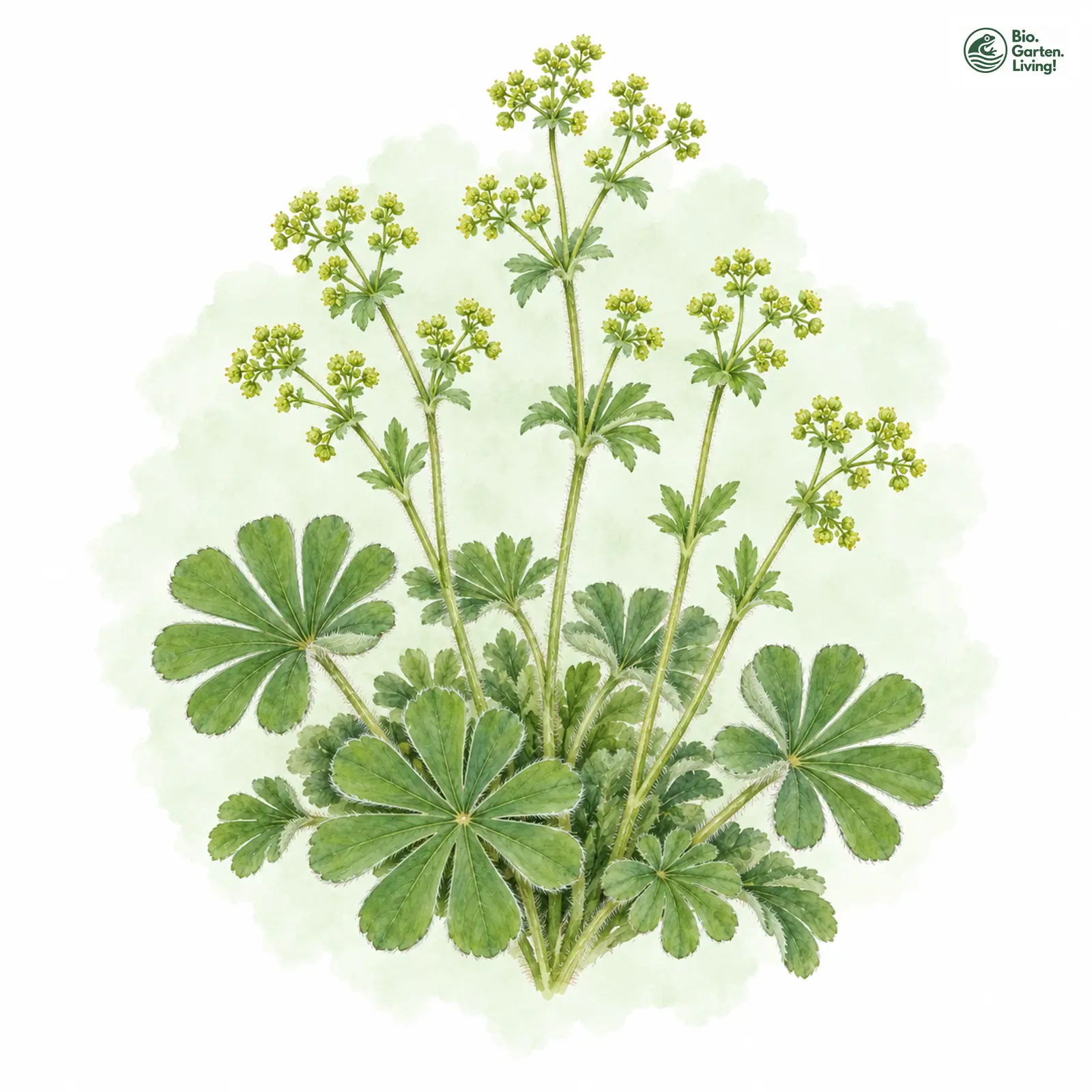 Aquarellzeichnung: Hoppes Frauenmantel (Alchemilla hoppeana)