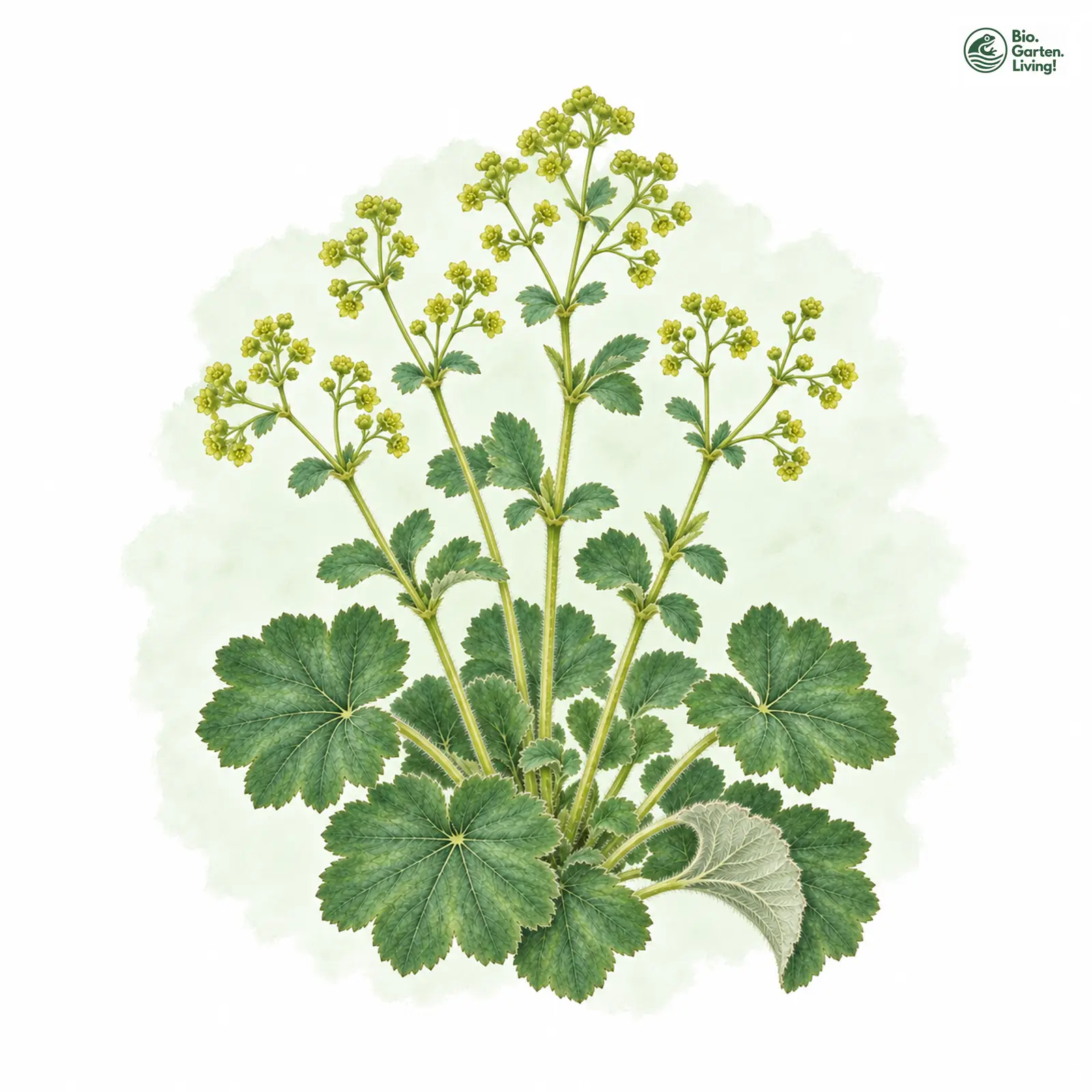 Aquarellzeichnung: Zierlicher Frauenmantel (Alchemilla micans)