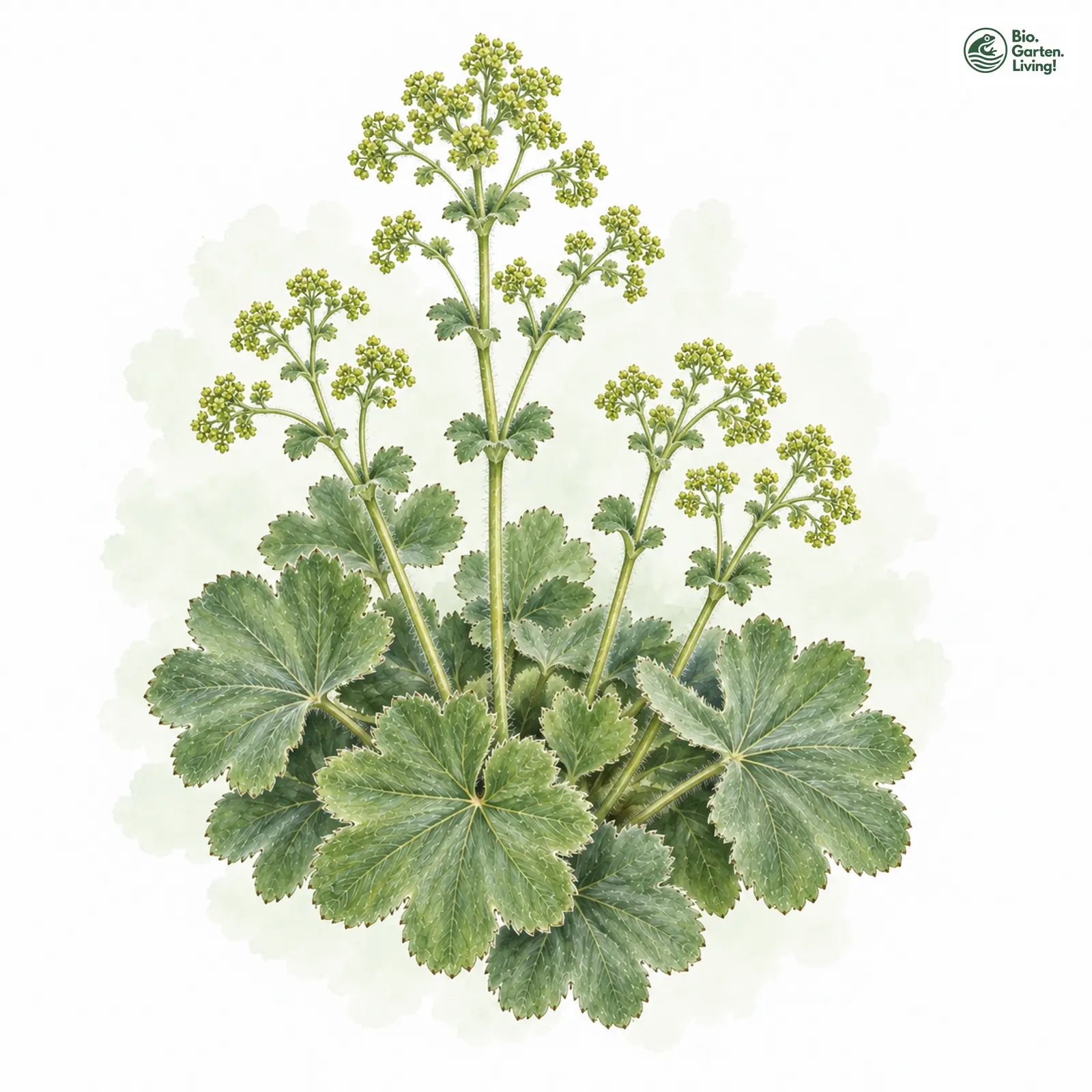 Aquarellzeichnung: Bergwiesen-Frauenmantel (Alchemilla monticola)