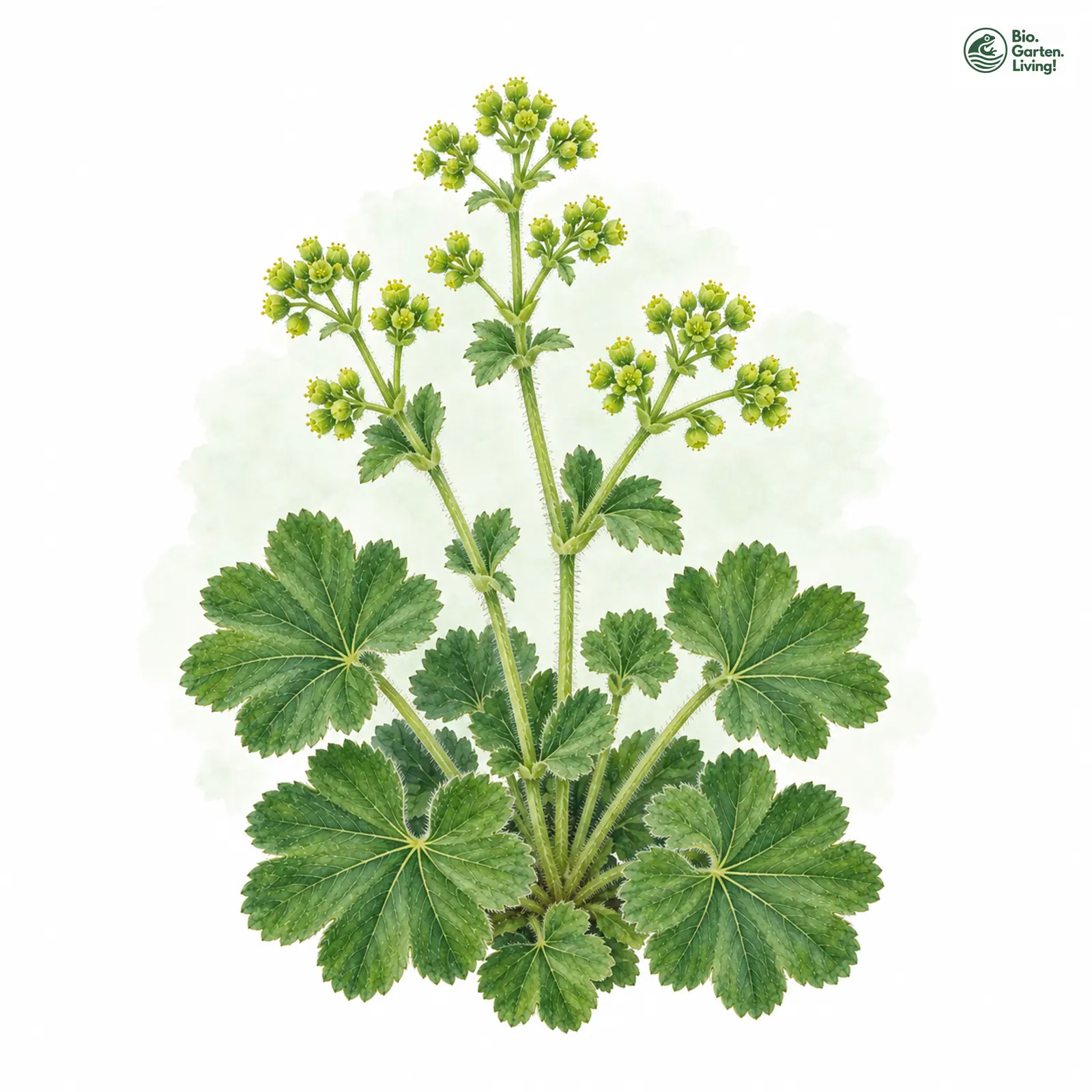 Aquarellzeichnung: Schwachfilziger Frauenmantel (Alchemilla propinqua)