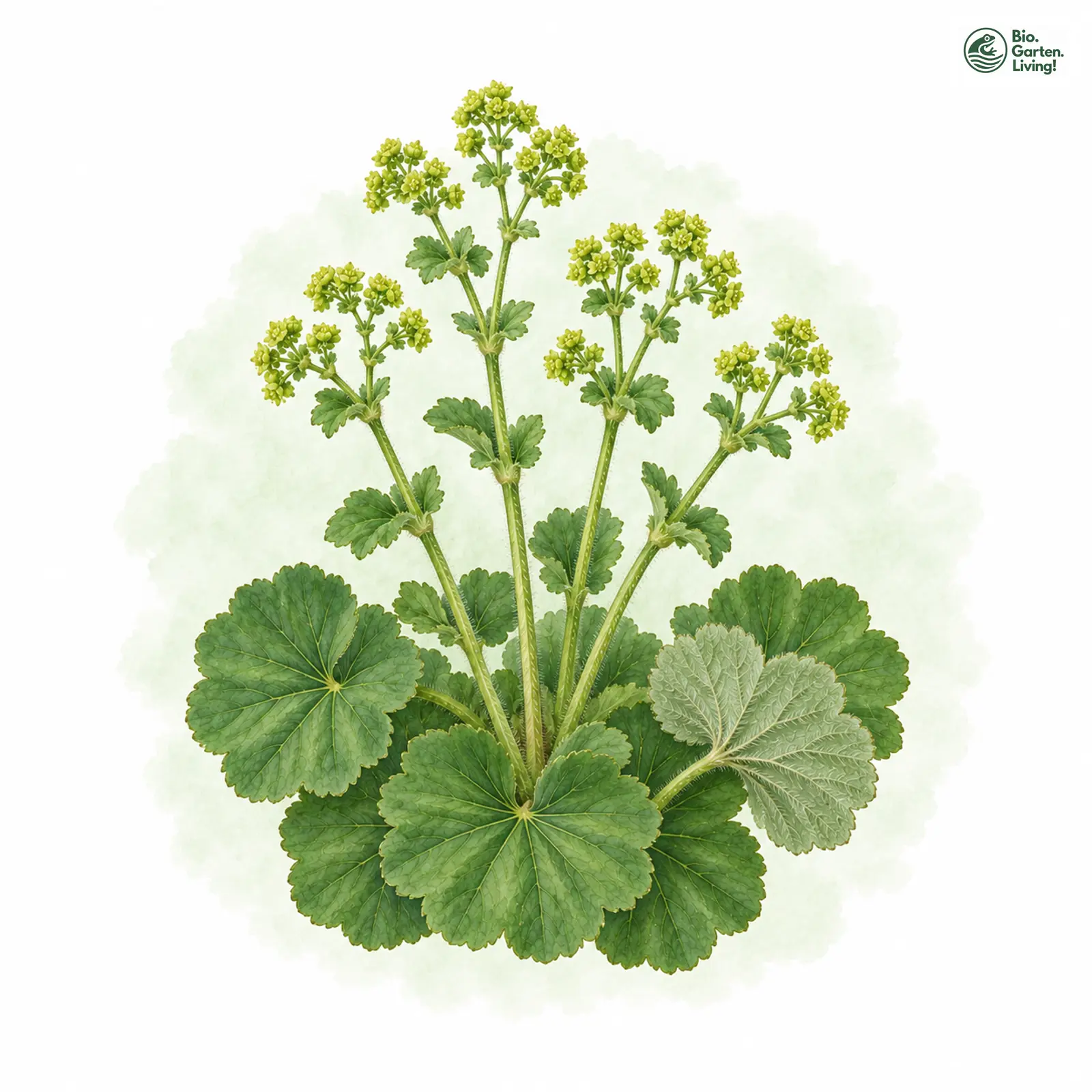 Aquarellzeichnung: Nierenblatt-Frauenmantel (Alchemilla reniformis)