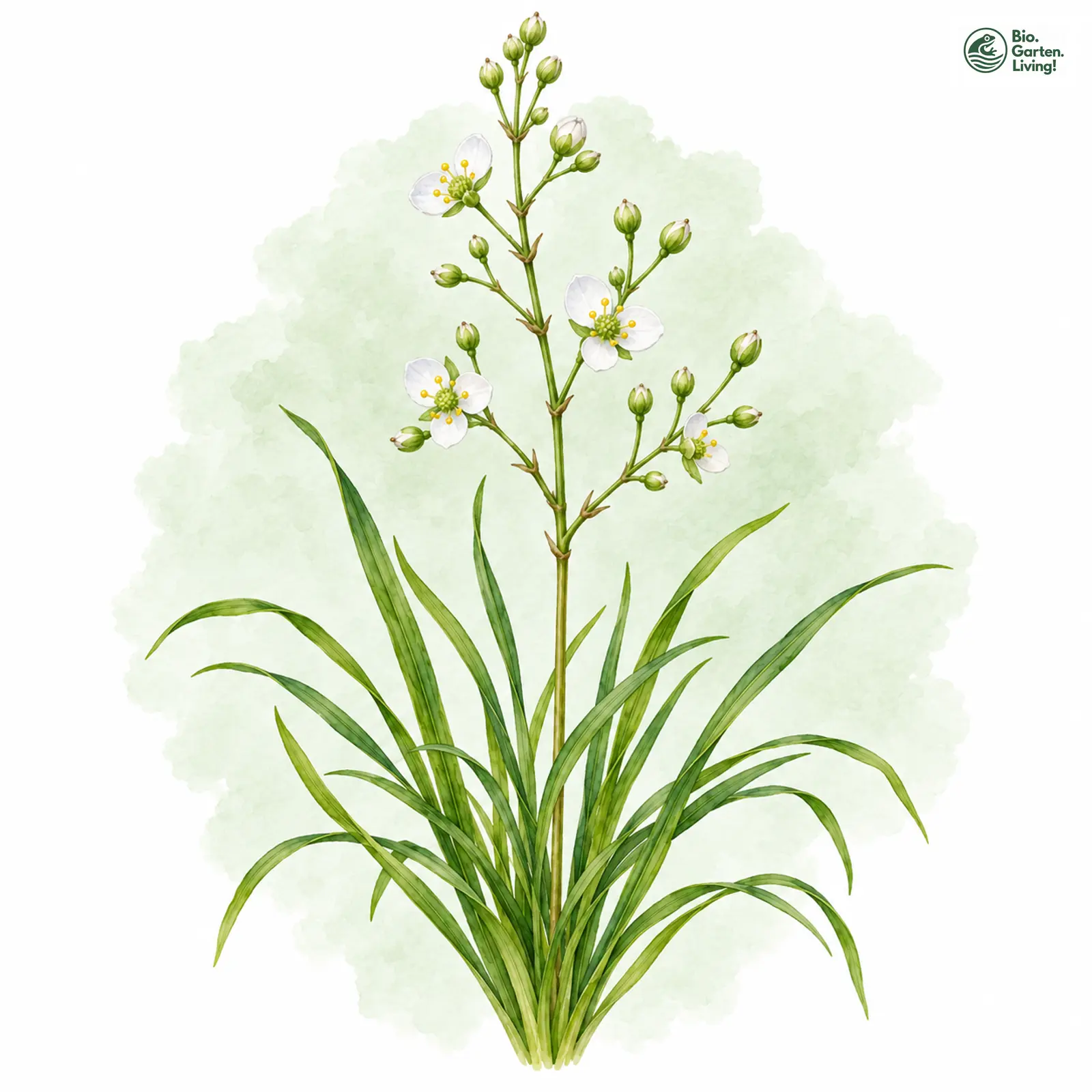 Aquarellzeichnung: Grasblättriger Froschlöffel (Alisma gramineum)