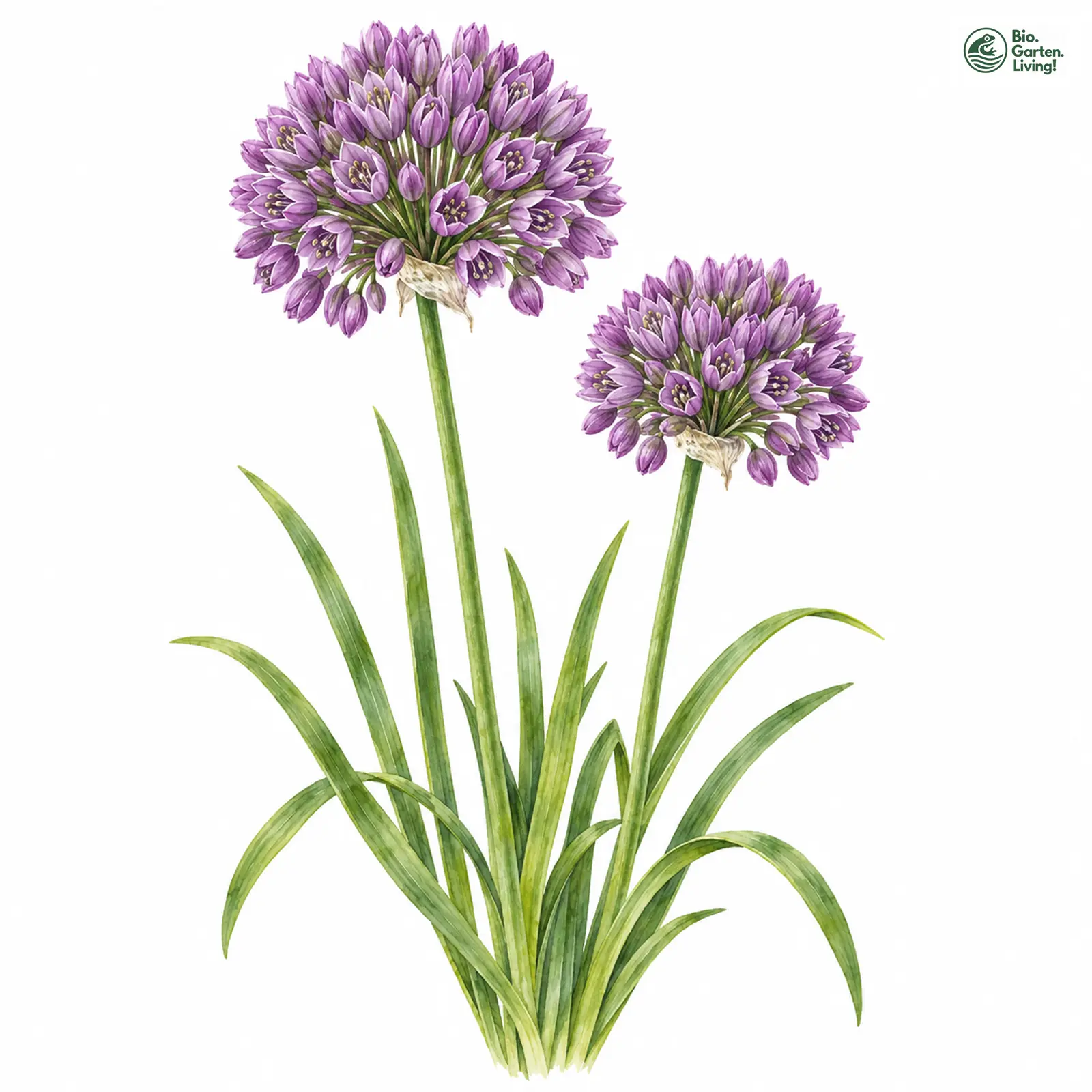 Aquarellzeichnung: Runder Lauch (Allium rotundum)