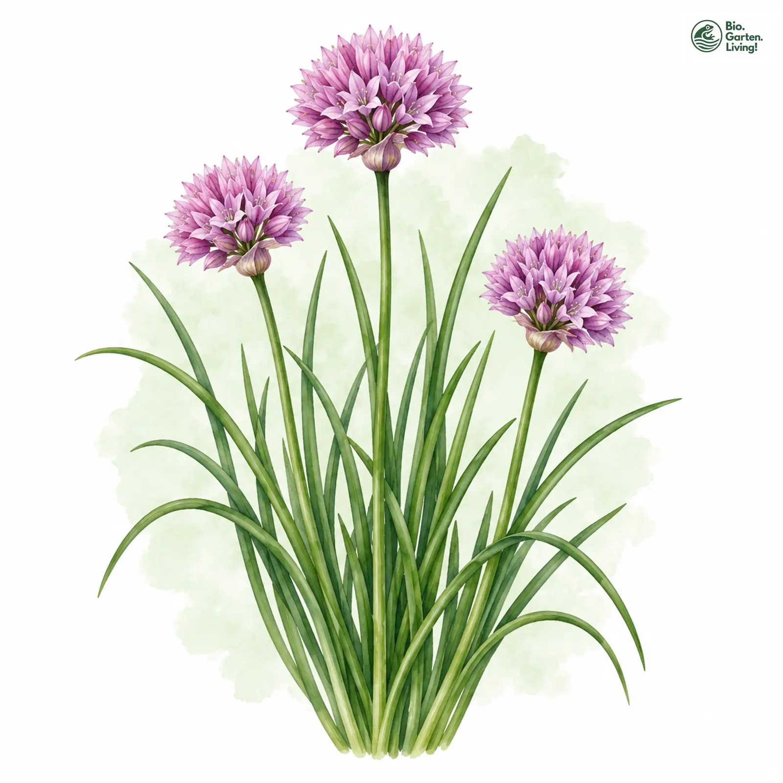 Aquarellzeichnung: Schnittlauch (Allium schoenoprasum)