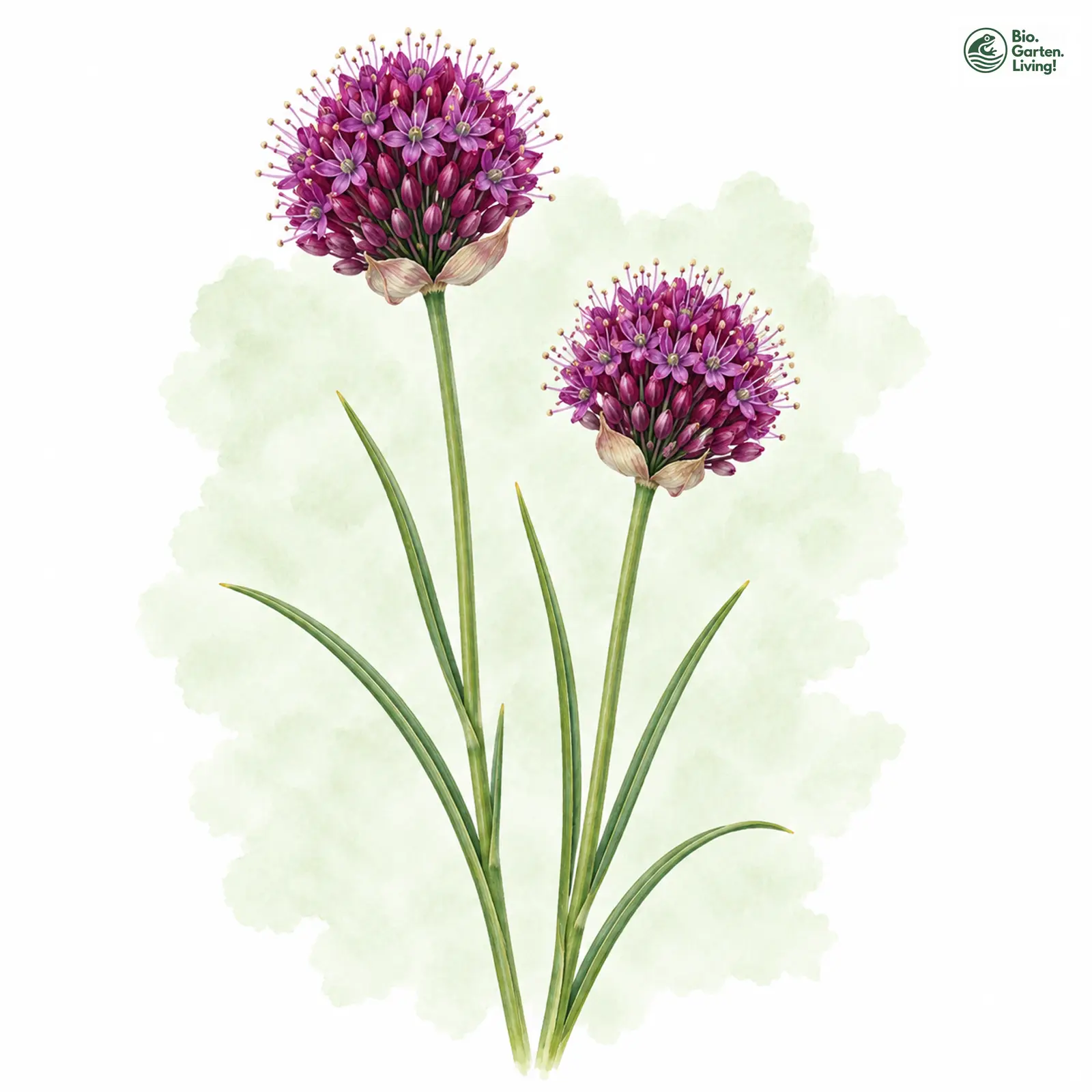 Aquarellzeichnung: Kugelköpfiger Lauch (Allium sphaerocephalon)
