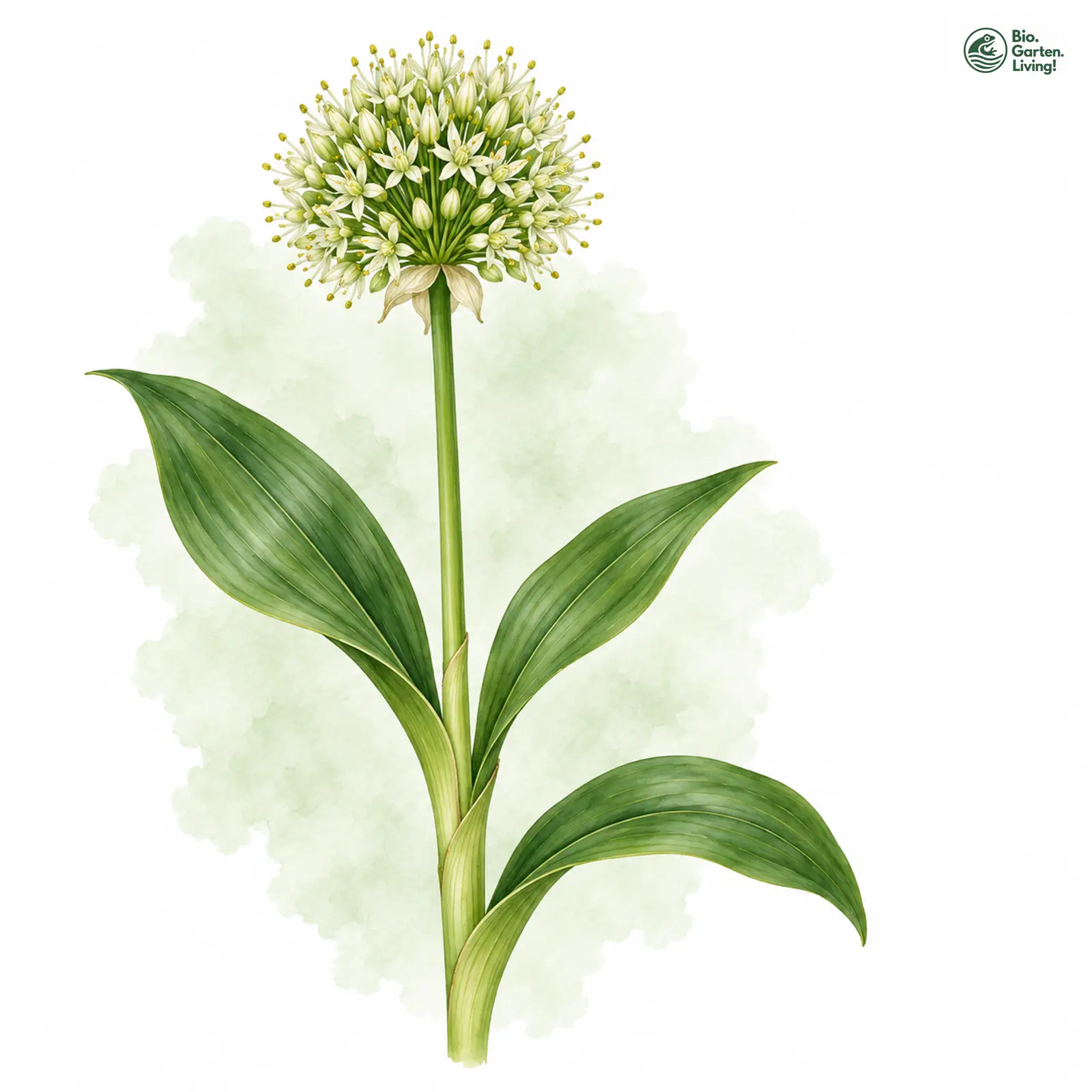Aquarellzeichnung: Allermannsharnisch (Allium victorialis)