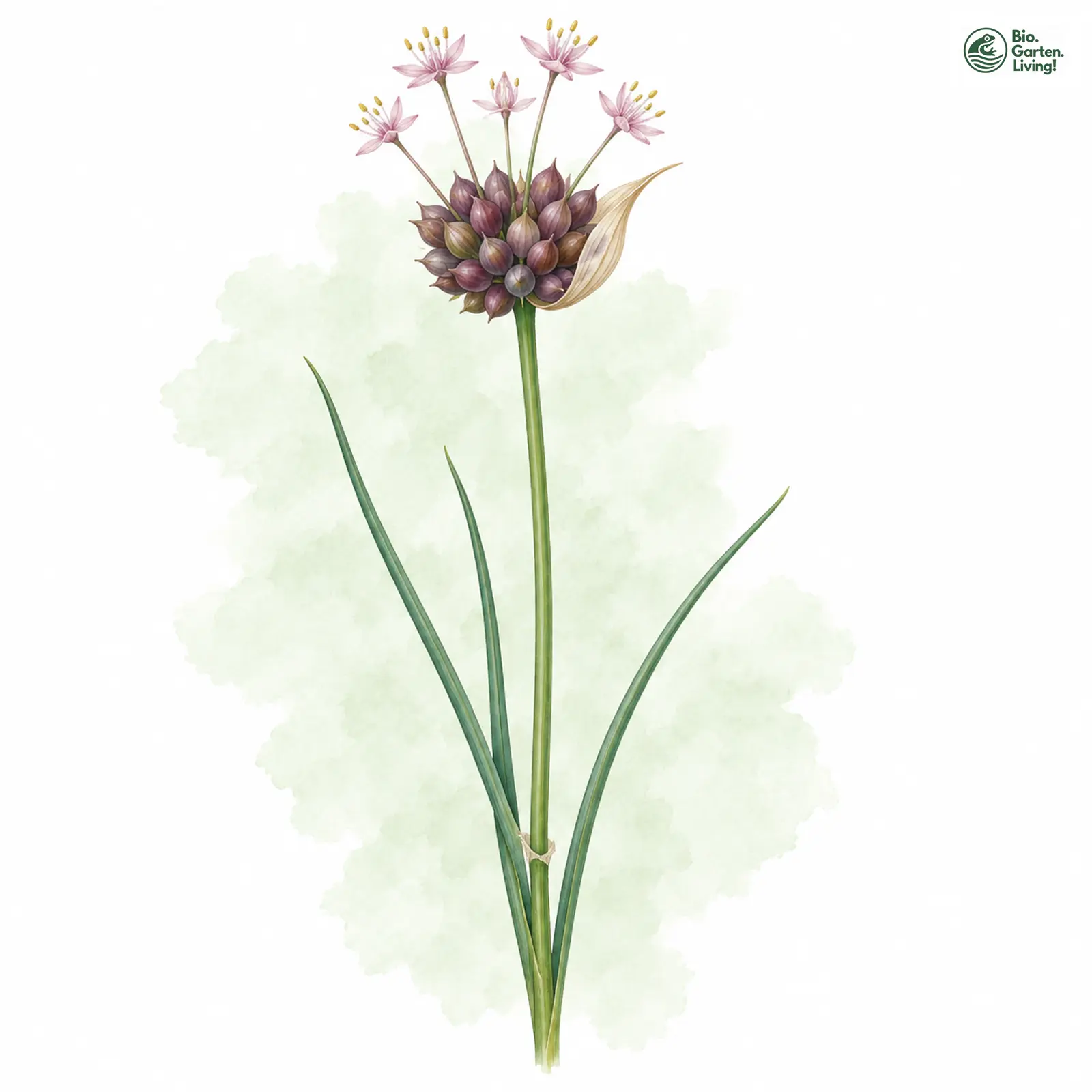 Aquarellzeichnung: Weinbergs-Lauch (Allium vineale (im weiteren Sinne))