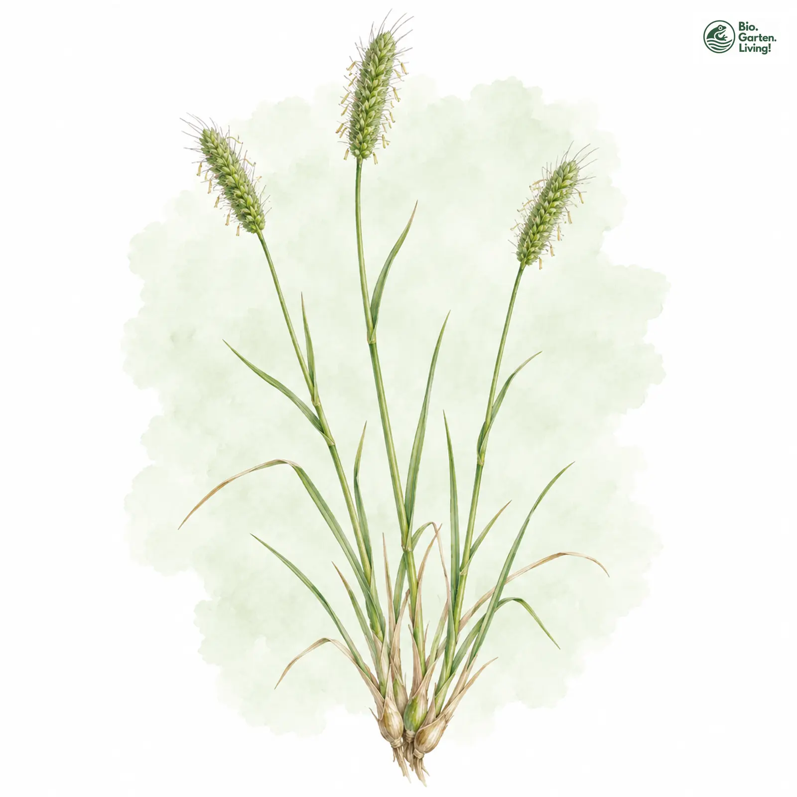 Aquarellzeichnung: Zwiebel-Fuchsschwanz (Alopecurus bulbosus)