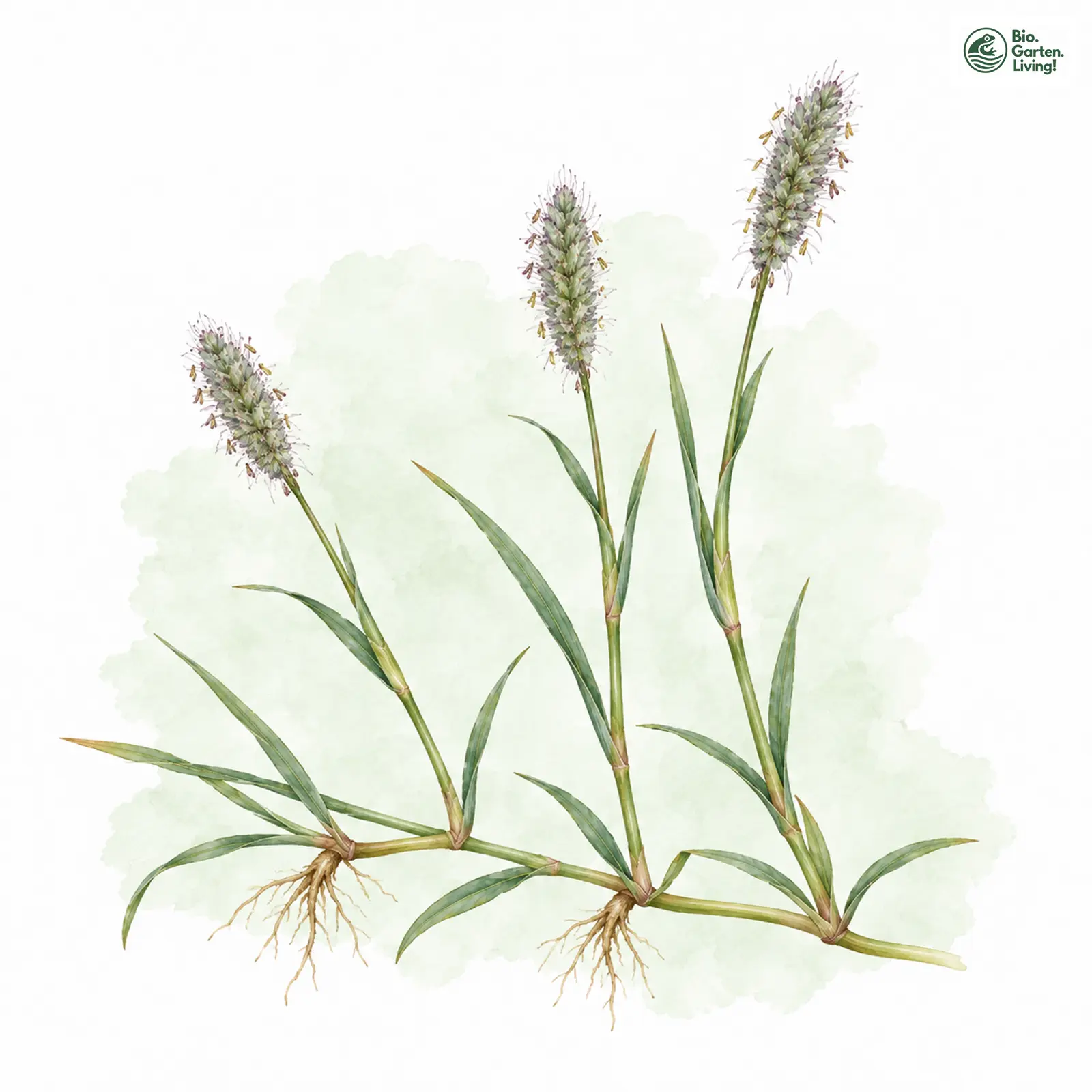 Aquarellzeichnung: Knick-Fuchsschwanz (Alopecurus geniculatus)