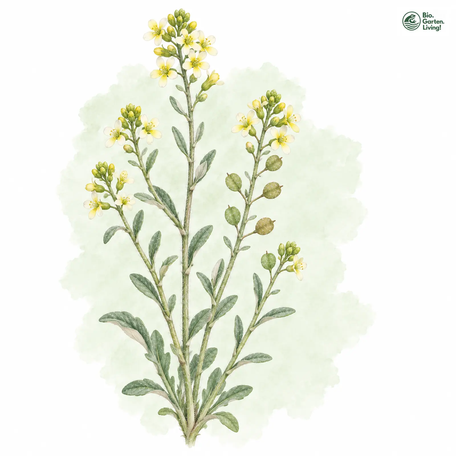 Aquarellzeichnung: Kelch-Steinkraut (Alyssum alyssoides)