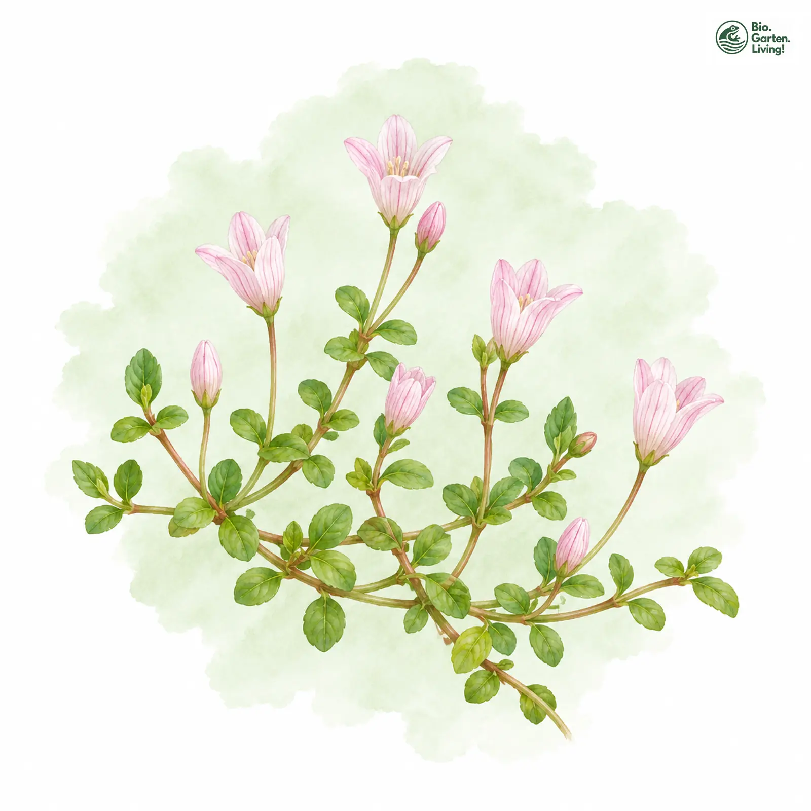 Aquarellzeichnung: Zarter Gauchheil (Anagallis tenella)