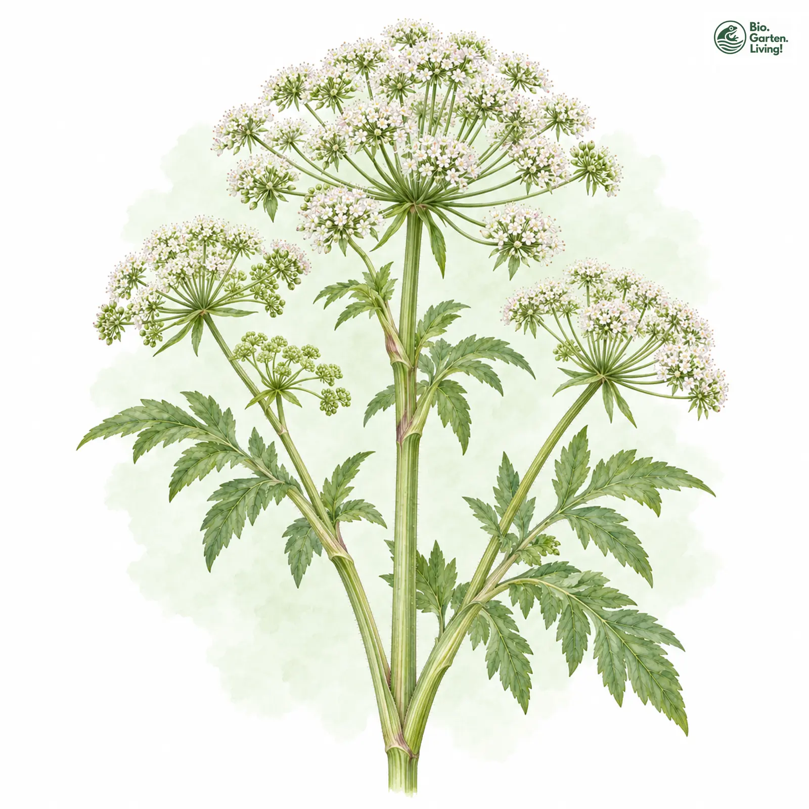 Aquarellzeichnung: Wilde Engelwurz (Angelica sylvestris)
