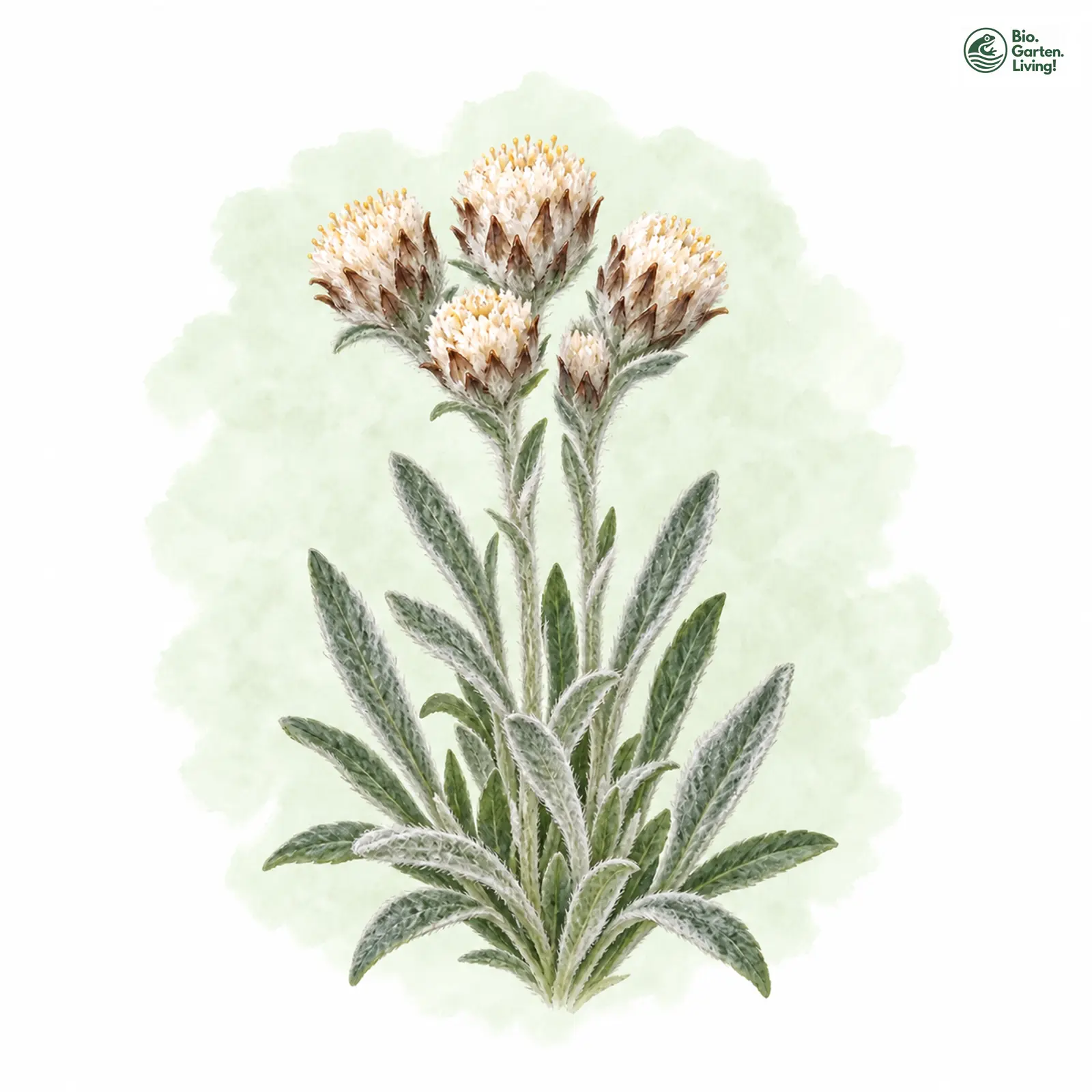 Aquarellzeichnung: Karpaten-Katzenpfötchen (Antennaria carpatica)