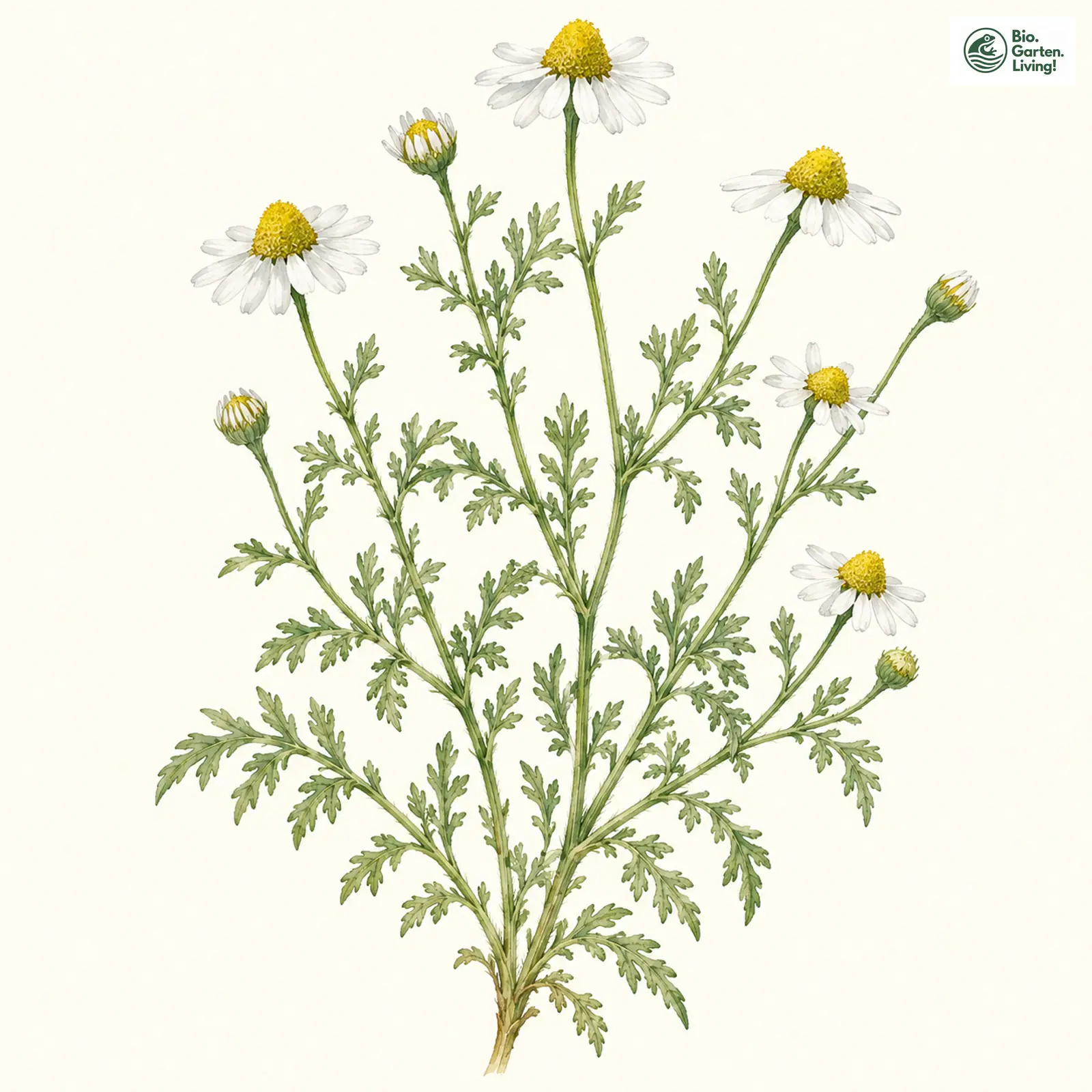 Aquarellzeichnung: Acker-Hundskamille (Anthemis arvensis)