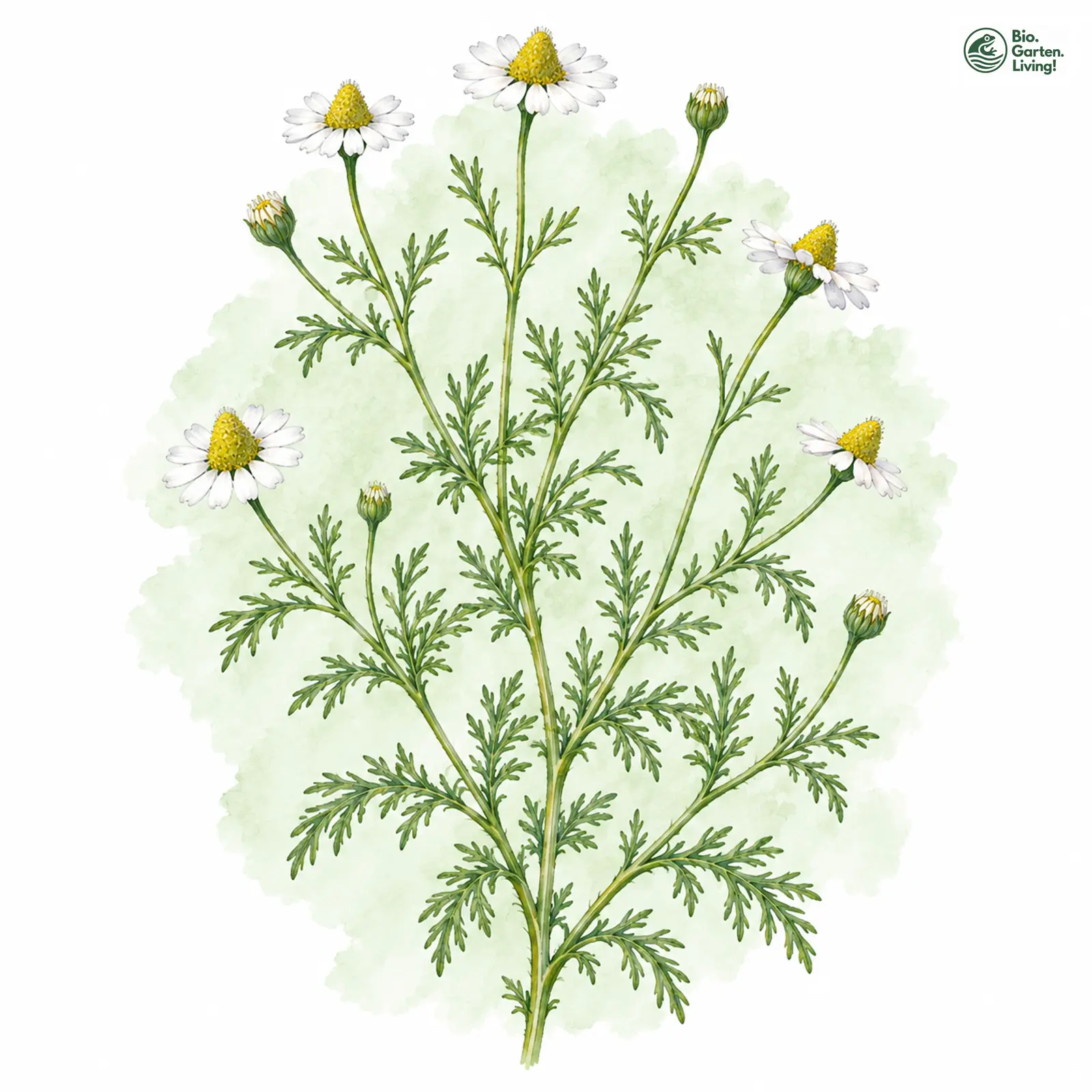Aquarellzeichnung: Stink-Hundskamille (Anthemis cotula)