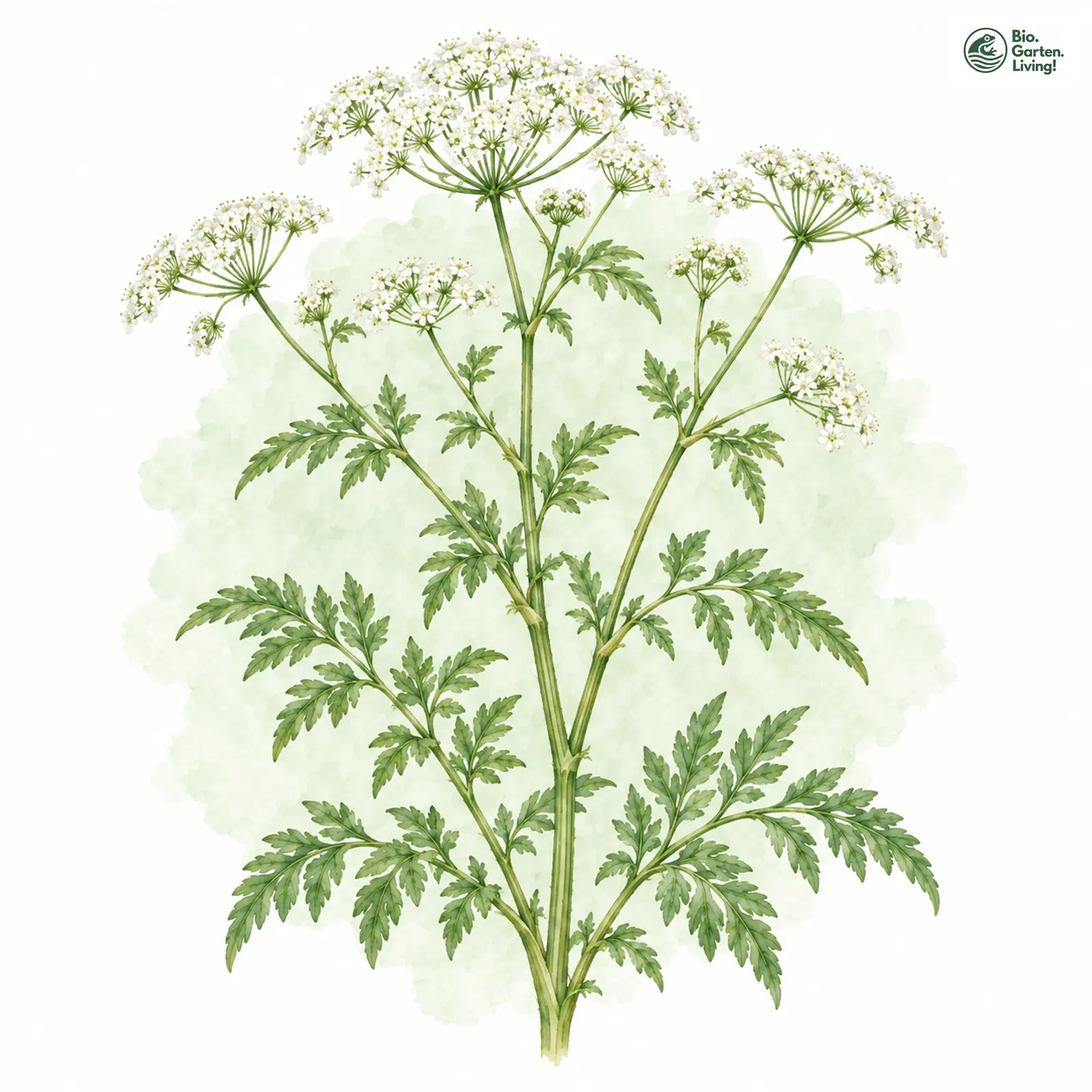 Aquarellzeichnung: Wiesen-Kerbel (Anthriscus sylvestris)