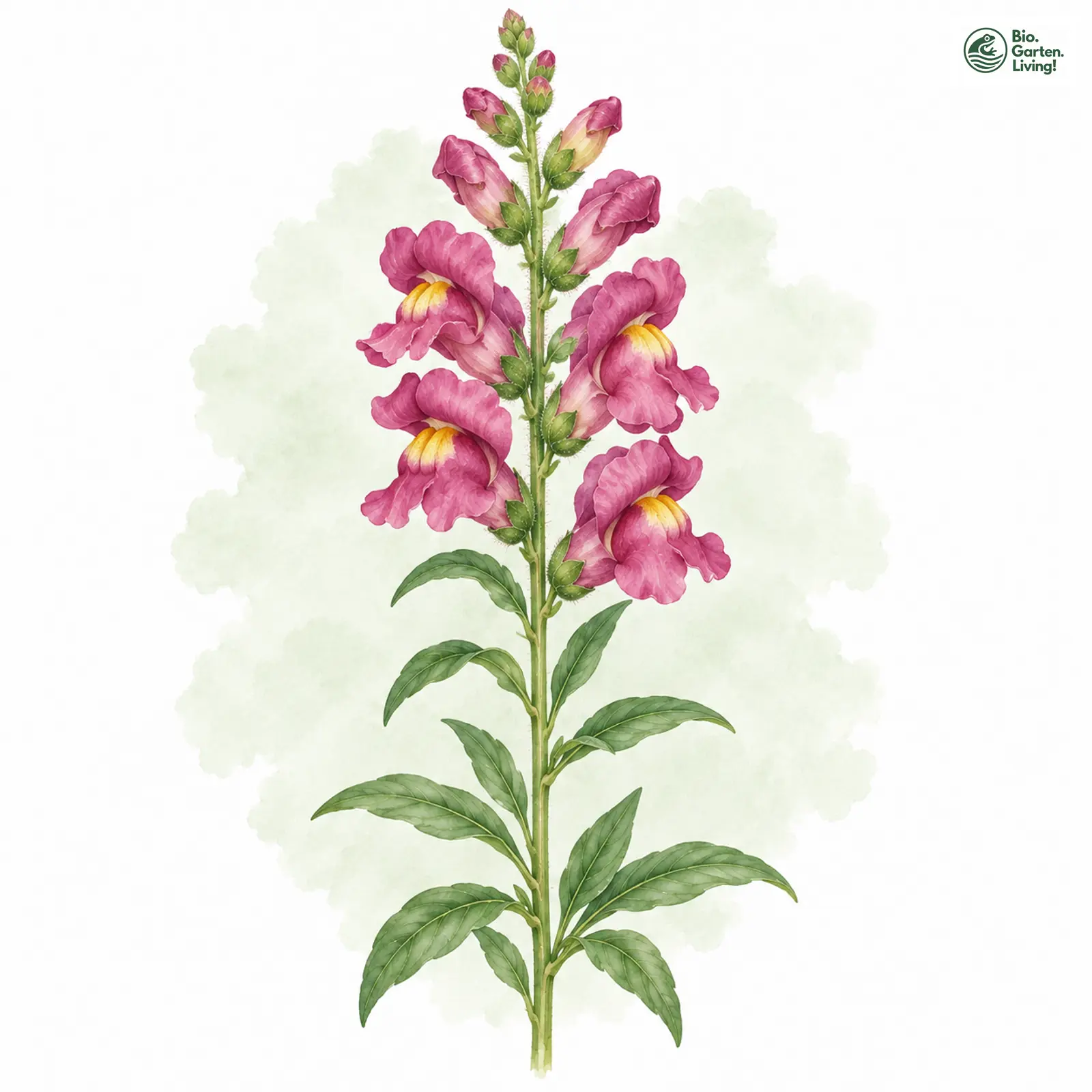 Aquarellzeichnung: Garten-Löwenmaul (Antirrhinum majus)