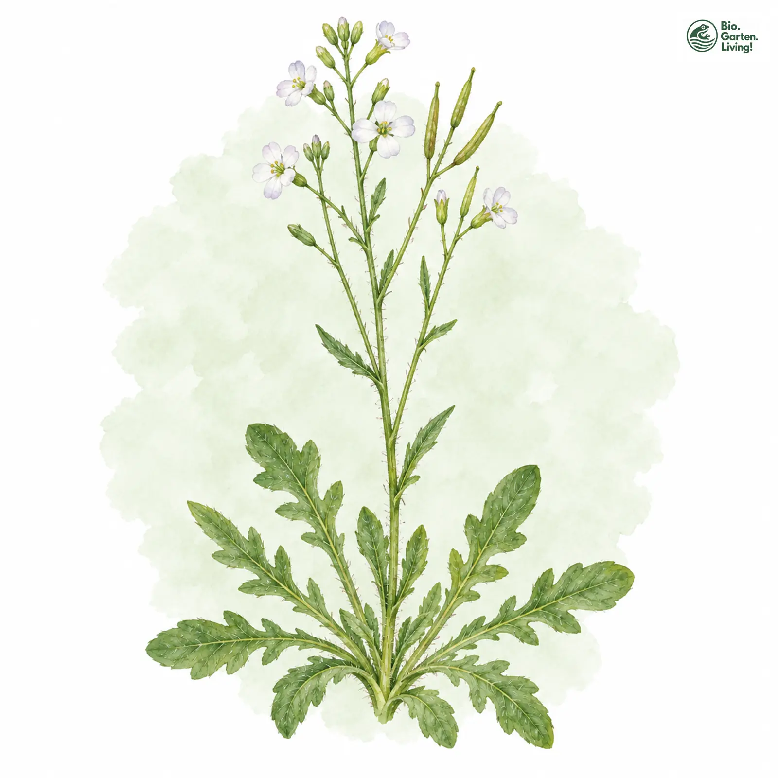 Aquarellzeichnung: Sand-Schmalwand (Arabidopsis arenosa)