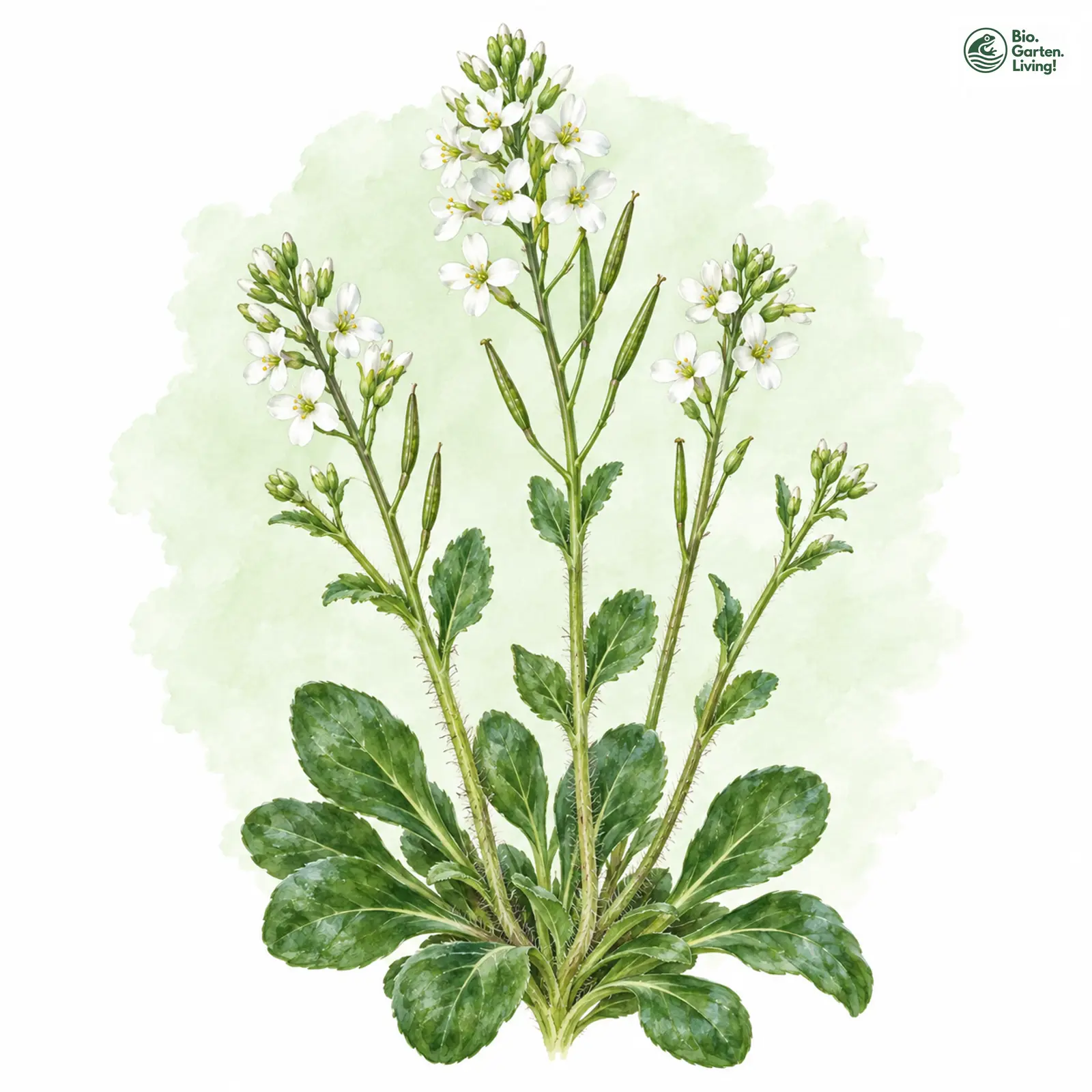 Aquarellzeichnung: Soyers Gänsekresse (Arabis soyeri)