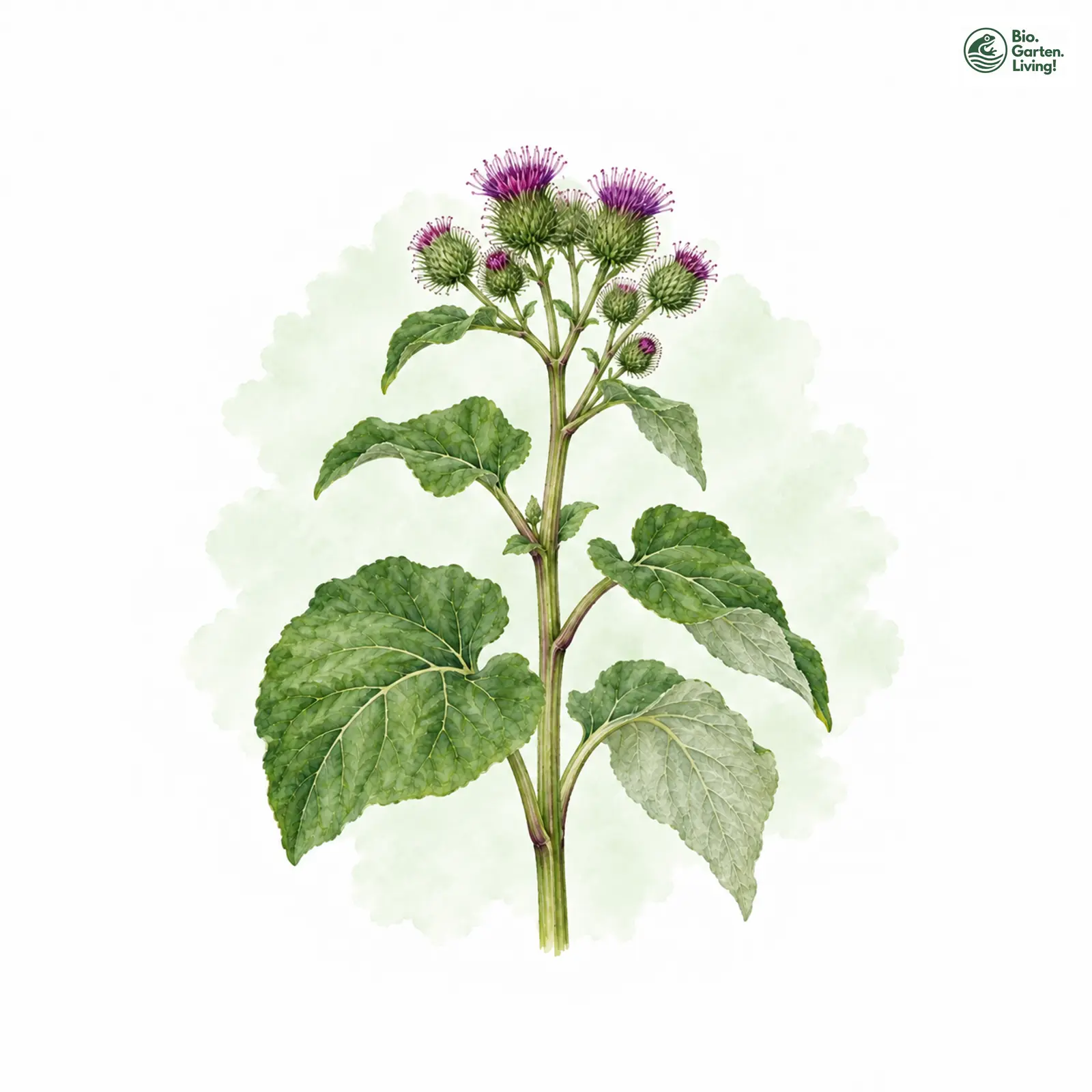 Aquarellzeichnung: Große Klette (Arctium lappa)