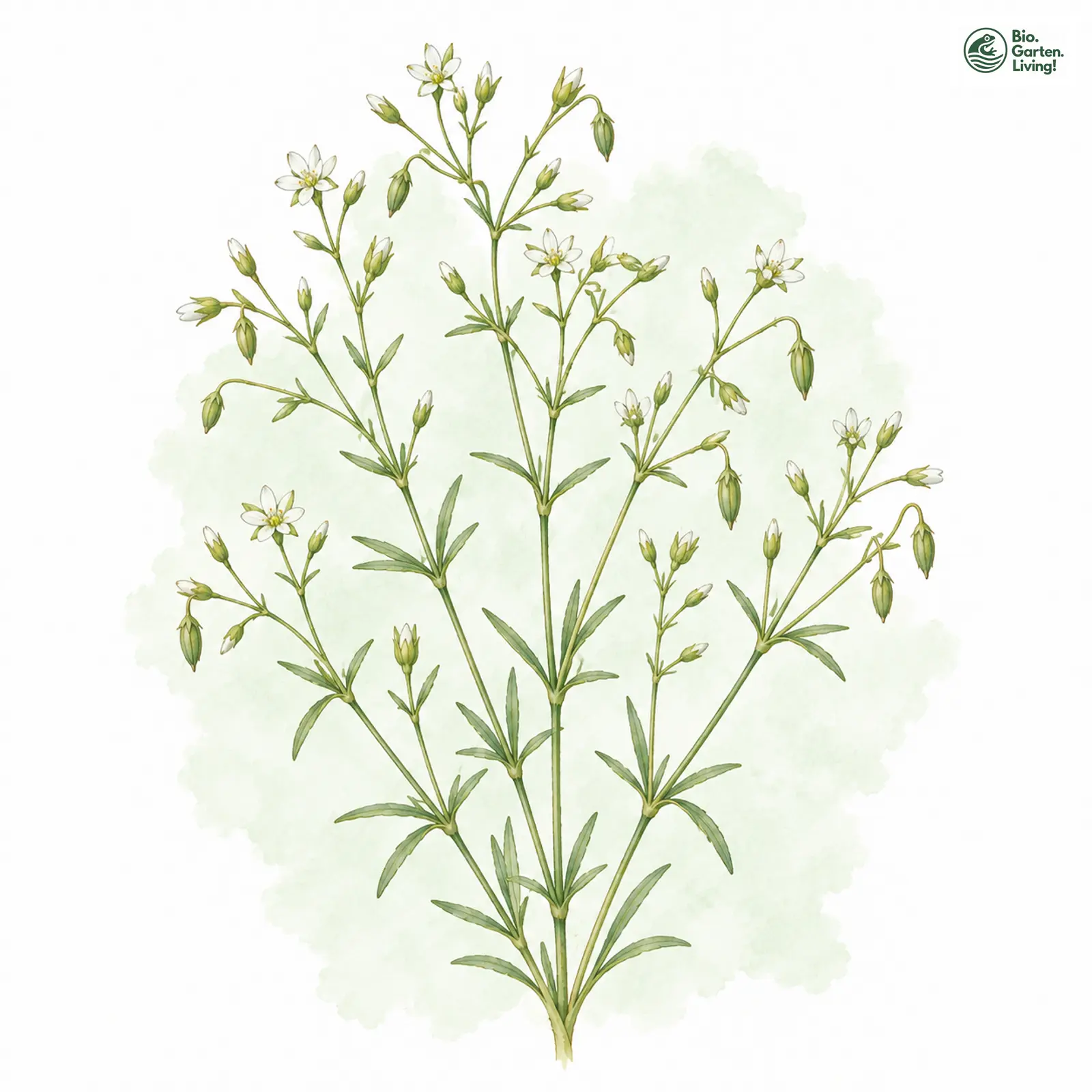 Aquarellzeichnung: Dünnstängliges Sandkraut (Arenaria leptoclados)
