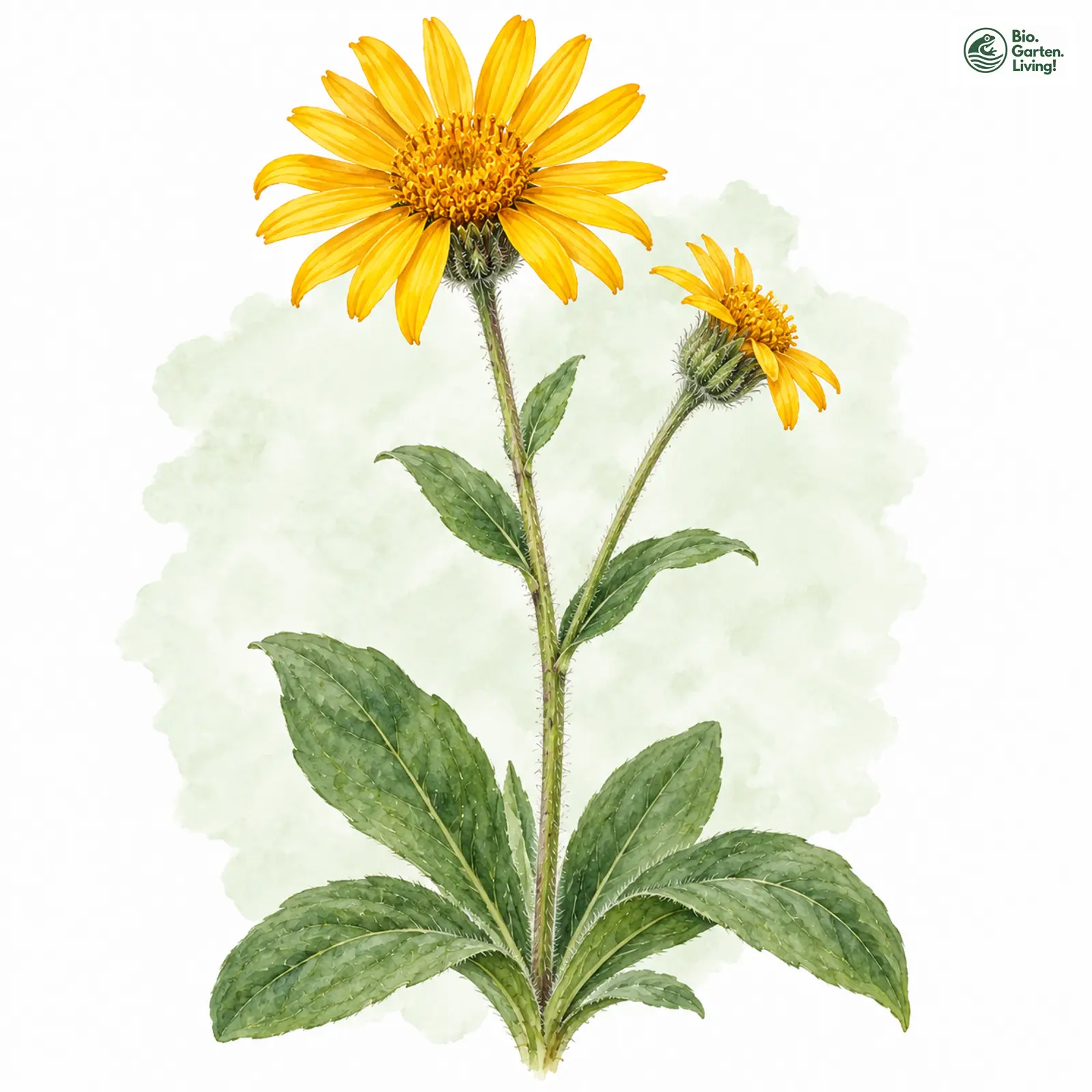 Aquarellzeichnung: Berg-Wohlverleih (Arnica montana)