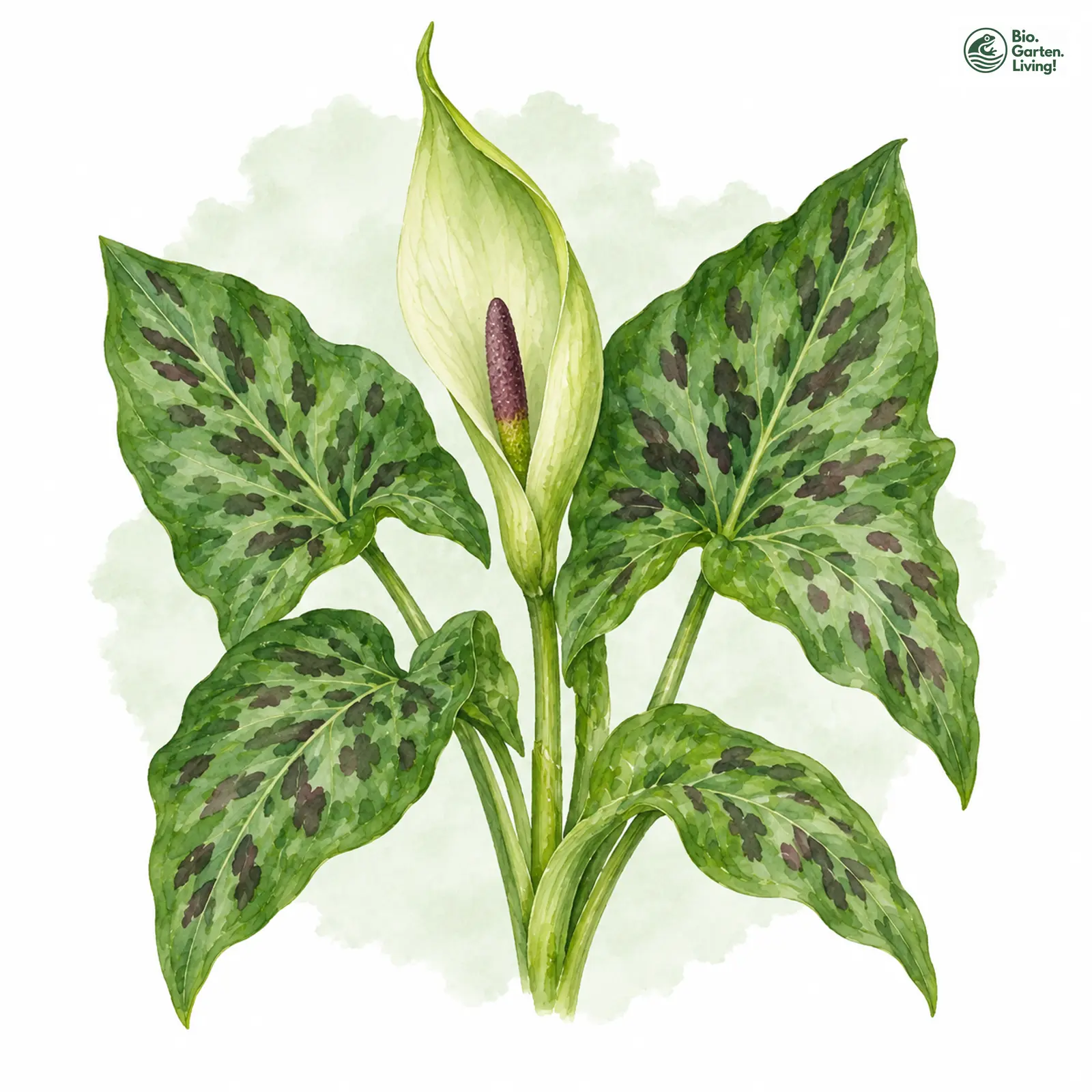 Aquarellzeichnung: Gefleckter Aronstab (Arum maculatum (im engeren Sinne))