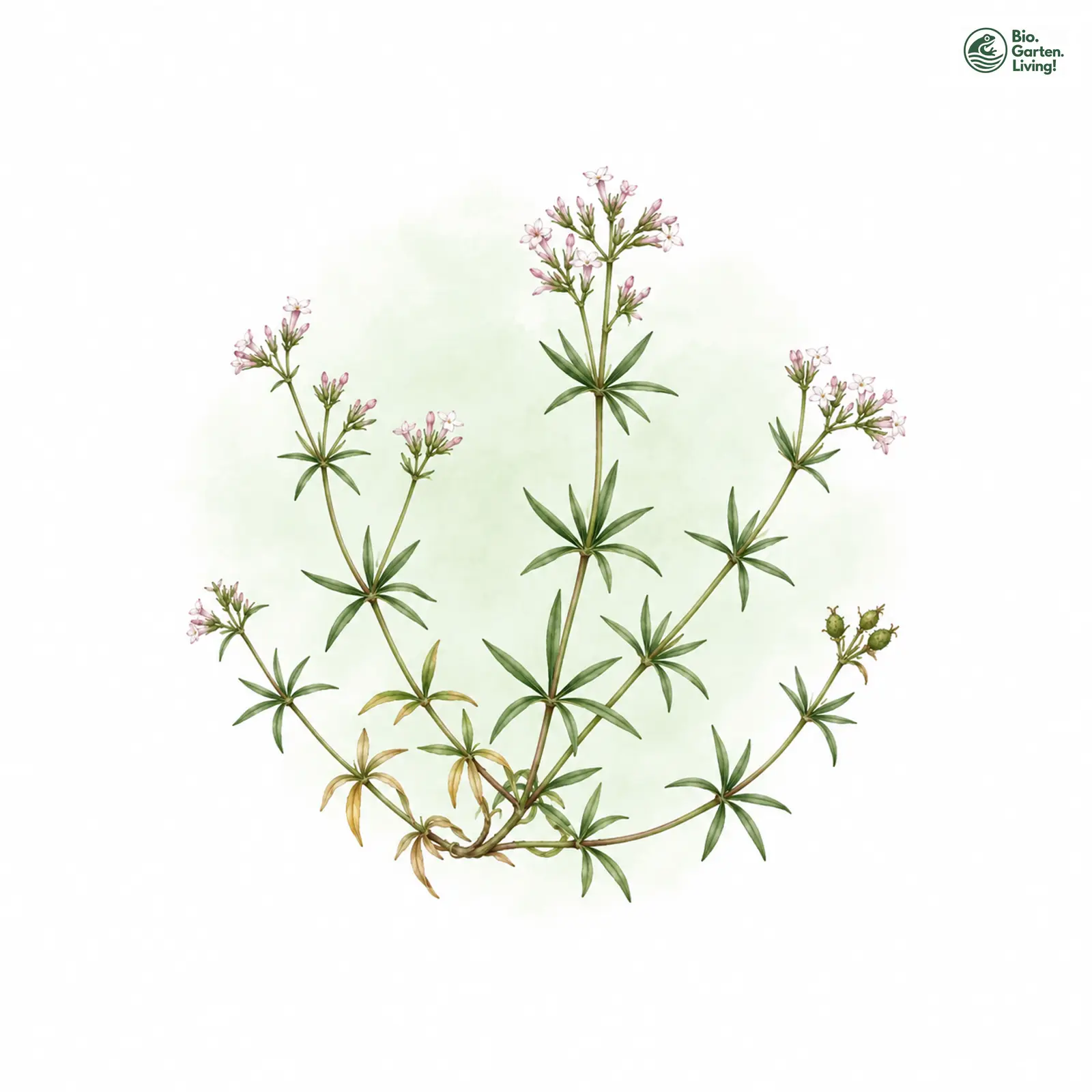 Aquarellzeichnung: Hügel-Meier (Asperula cynanchica)