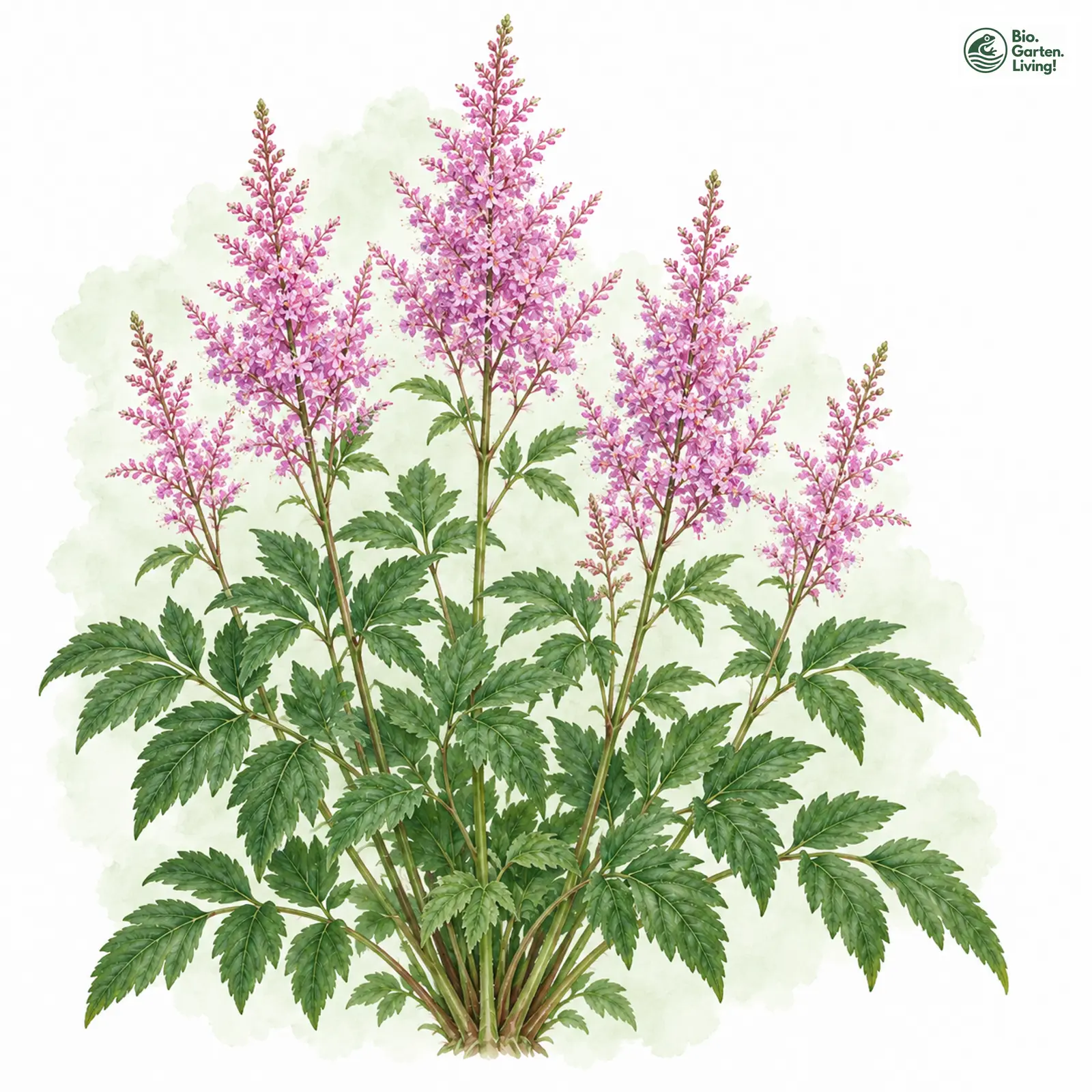Aquarellzeichnung: Chinesische Prachtspiere (Astilbe chinensis)