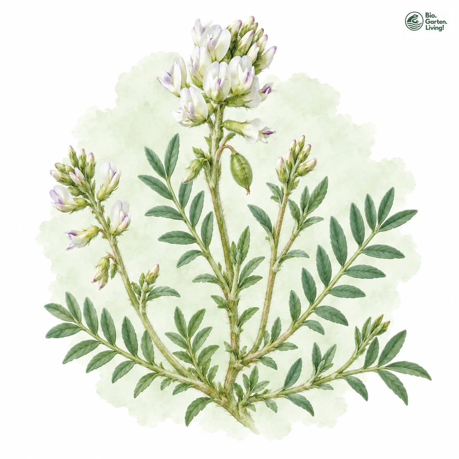 Aquarellzeichnung: Südlicher Tragant (Astragalus australis)