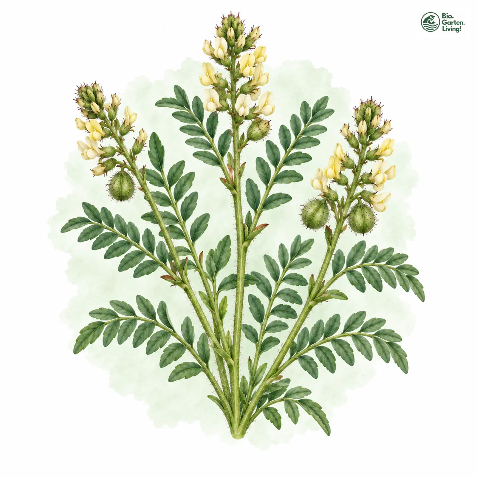 Aquarellzeichnung: Kicher-Tragant (Astragalus cicer)