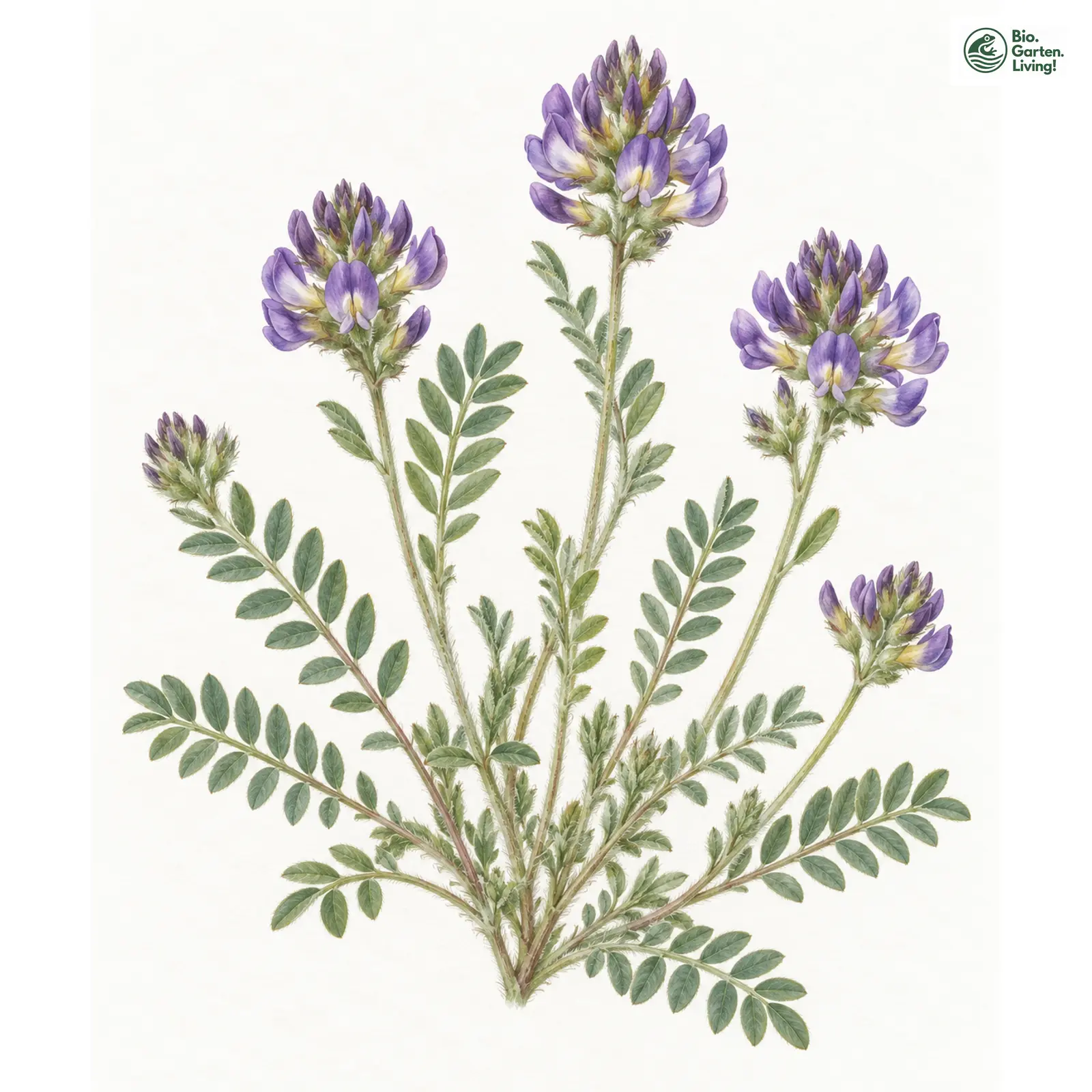 Aquarellzeichnung: Dänischer Tragant (Astragalus danicus)