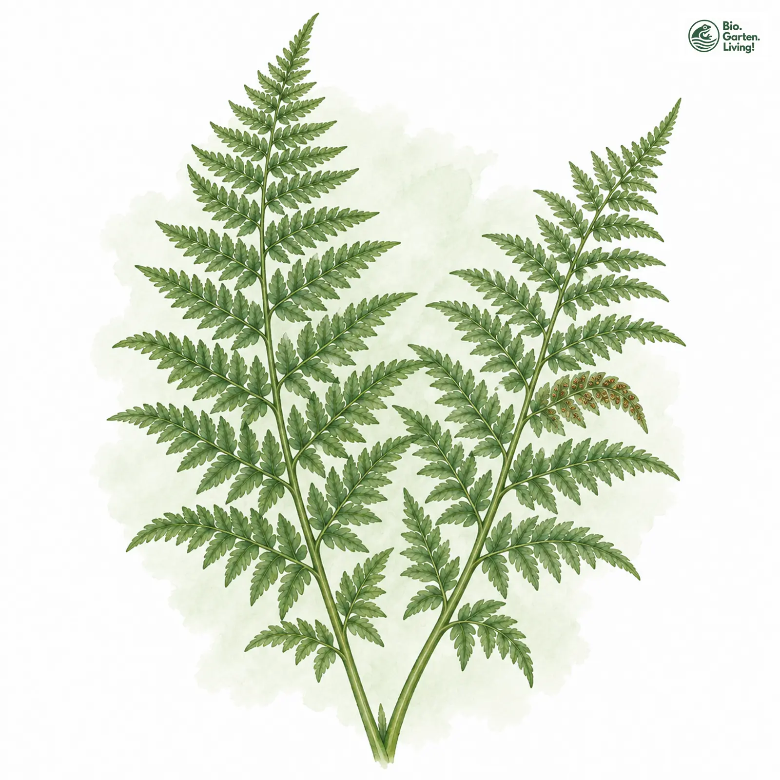 Aquarellzeichnung: Gebirgs-Frauenfarn (Athyrium distentifolium)