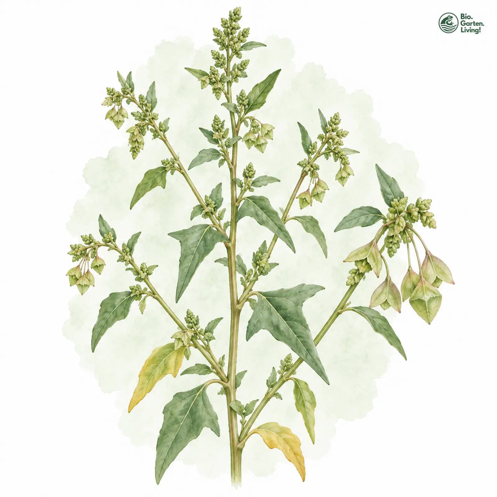 Aquarellzeichnung: Gestieltfrüchtige Melde (Atriplex longipes)