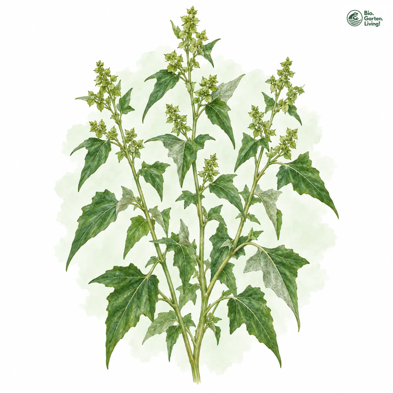 Aquarellzeichnung: Glänzende Melde (Atriplex sagittata)
