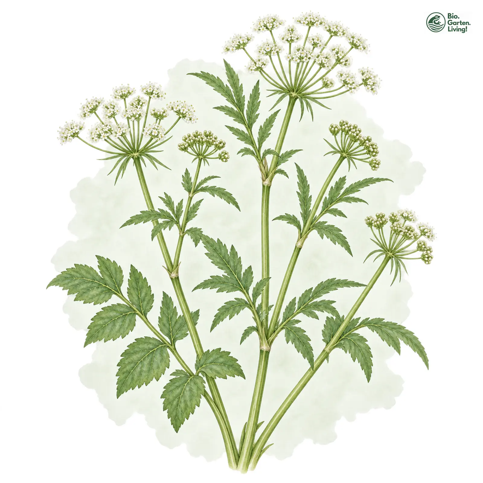 Aquarellzeichnung: Berle (Berula erecta)