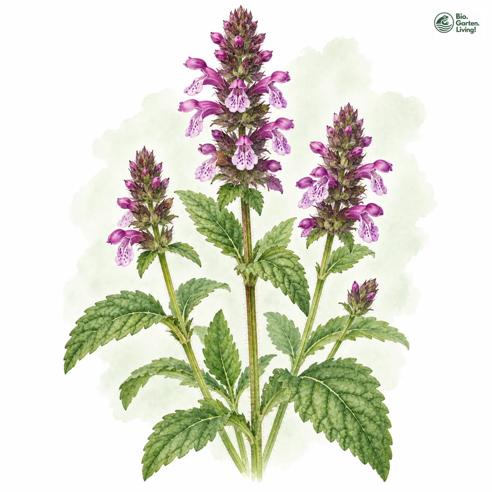 Aquarellzeichnung: Gewöhnliche Betonie (Betonica officinalis)