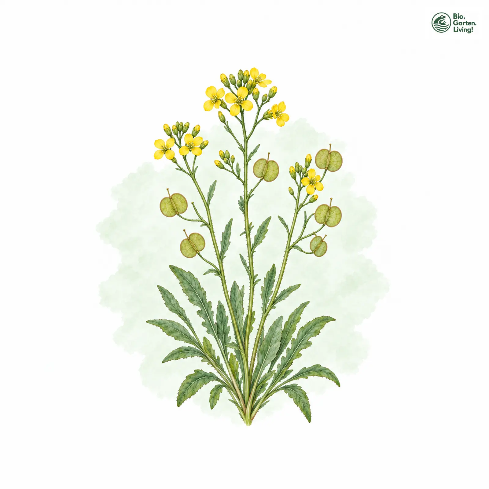 Aquarellzeichnung: Glattes Brillenschötchen (Biscutella laevigata)