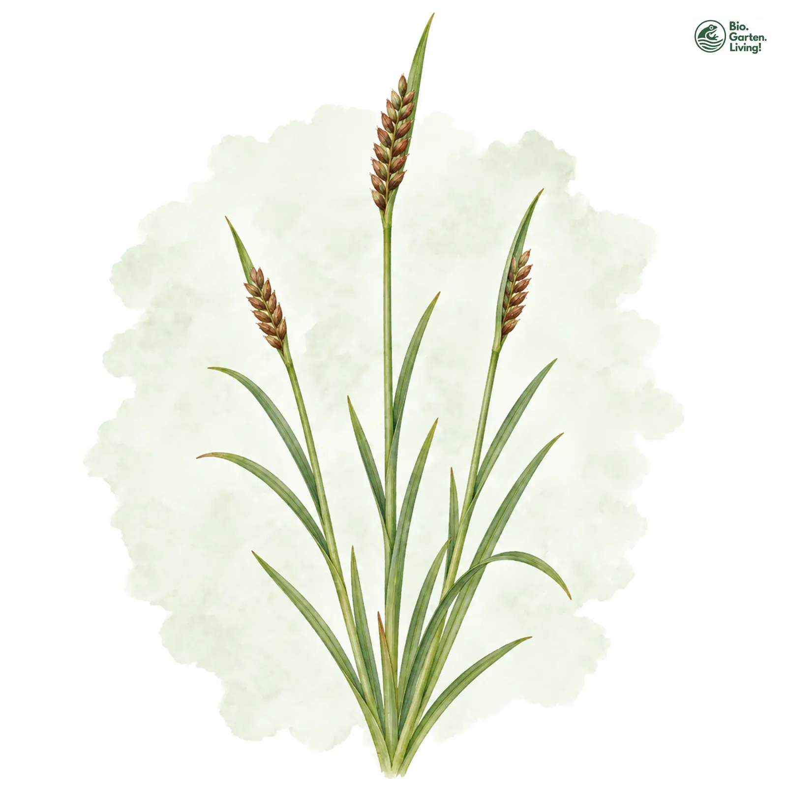 Aquarellzeichnung: Platthalm-Quellried (Blysmus compressus)
