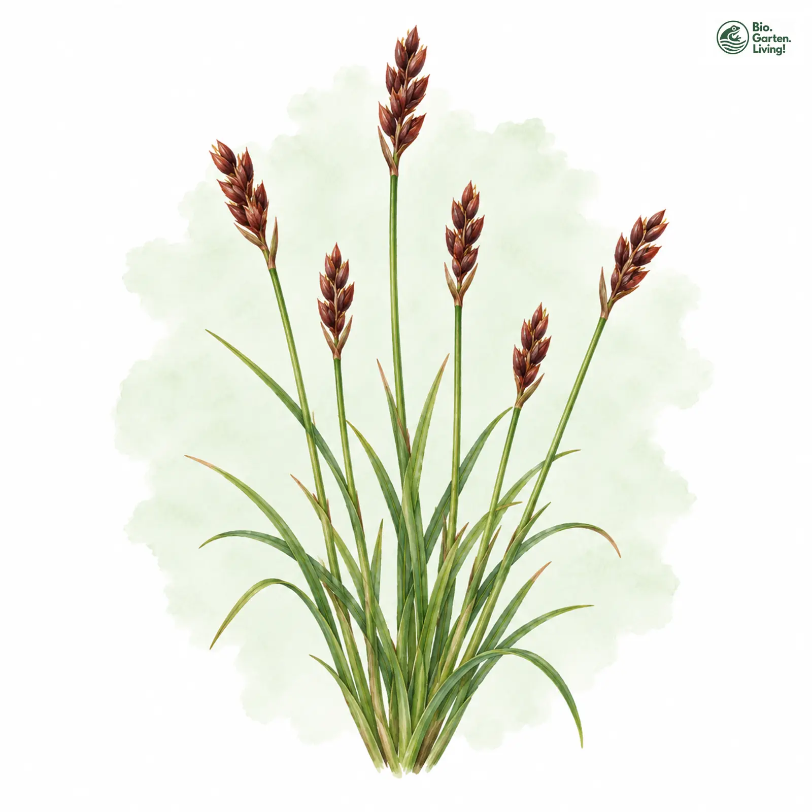 Aquarellzeichnung: Rotbraunes Quellried (Blysmus rufus)