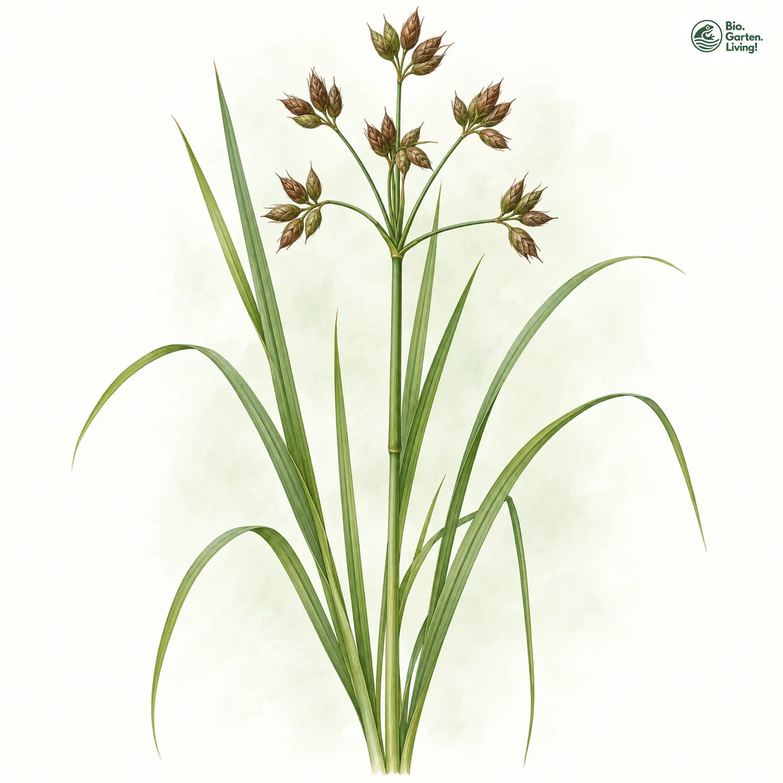 Aquarellzeichnung: Breitfrüchtige Strandsimse (Bolboschoenus laticarpus)